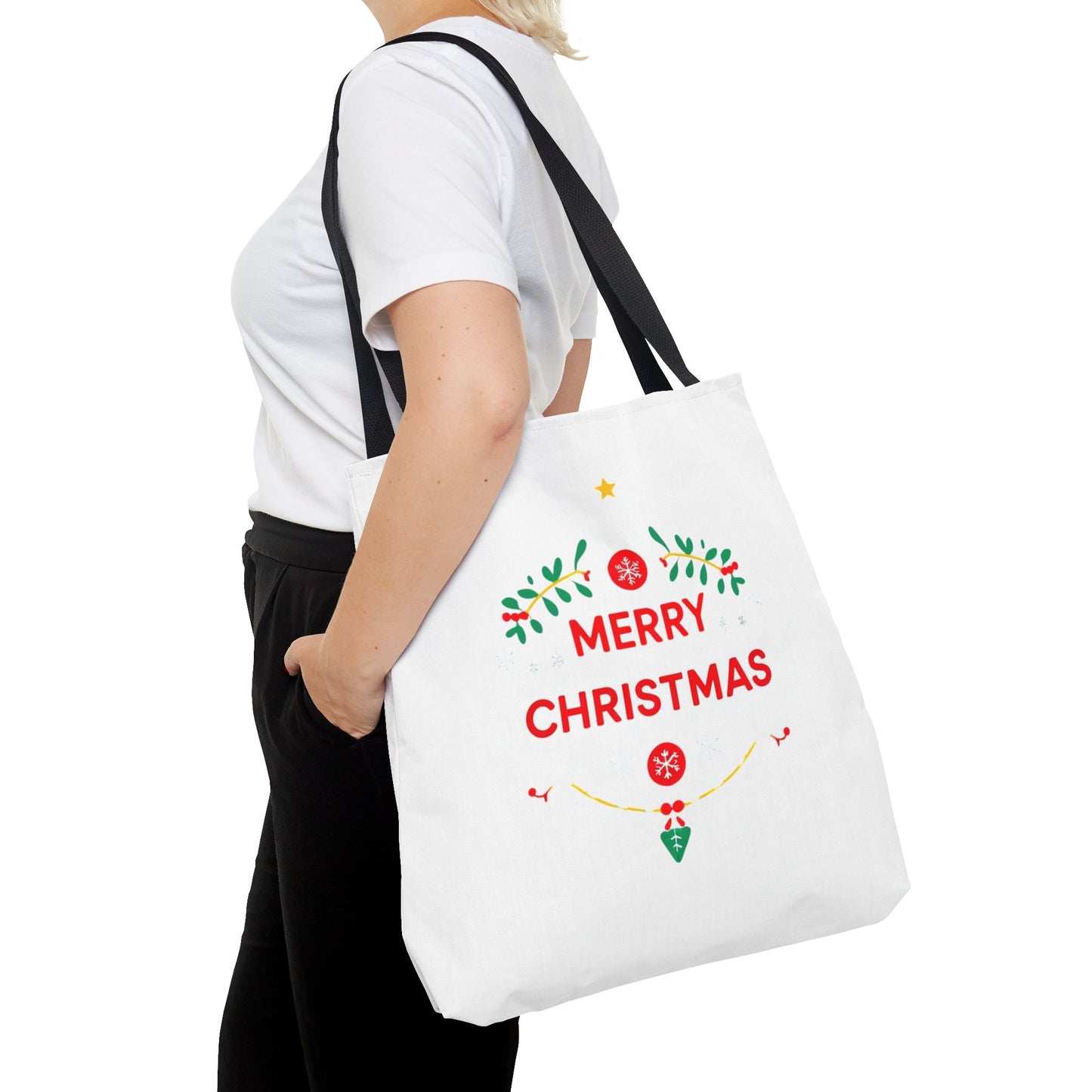 Christmas Tote Bag, Holiday Shopping Bag, Merry Christmas Gift, Seasonal Reusable Bag, Merry & Bright Tote ( customize available)