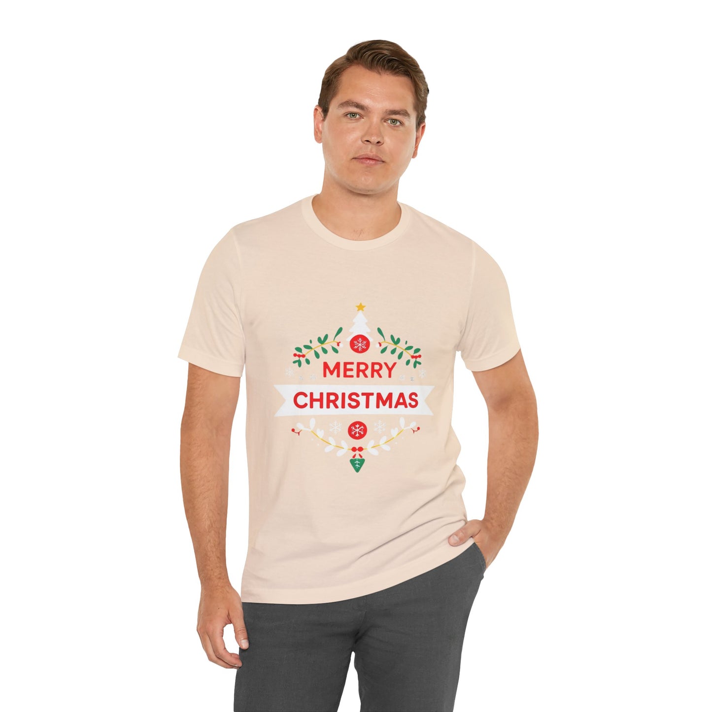 Merry Christmas Unisex Tee, Holiday T-Shirt, Festive Short Sleeve Shirt, Christmas Gift, Seasonal Apparel