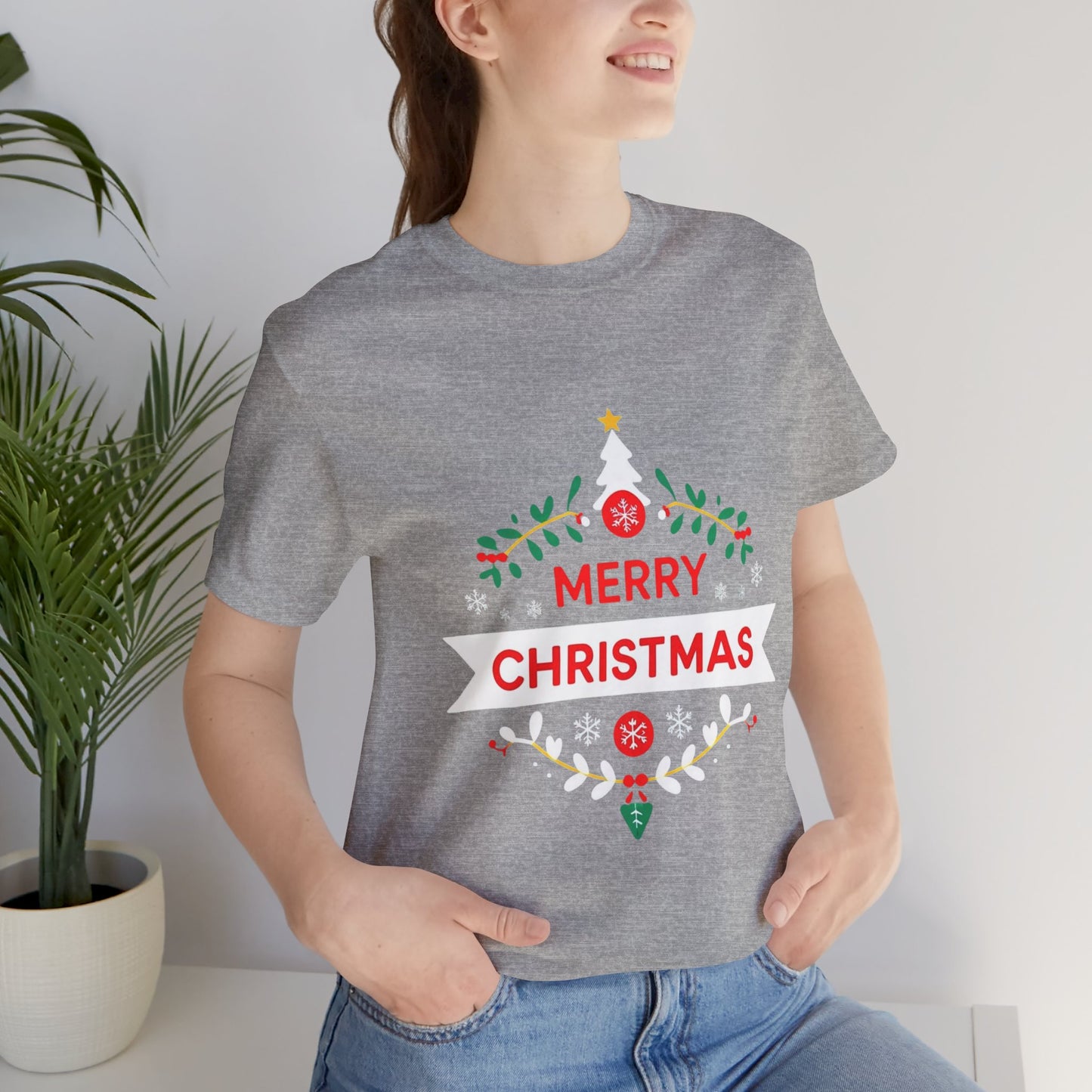 Merry Christmas Unisex Tee, Holiday T-Shirt, Festive Short Sleeve Shirt, Christmas Gift, Seasonal Apparel