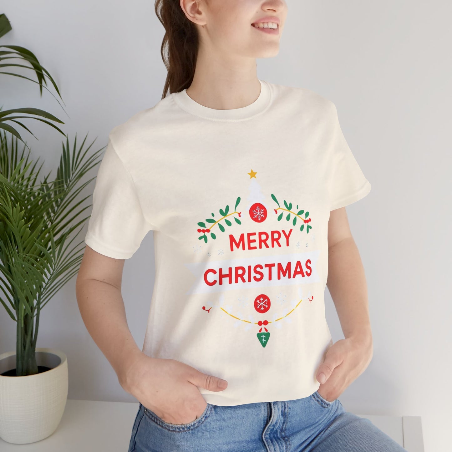 Merry Christmas Unisex Tee, Holiday T-Shirt, Festive Short Sleeve Shirt, Christmas Gift, Seasonal Apparel
