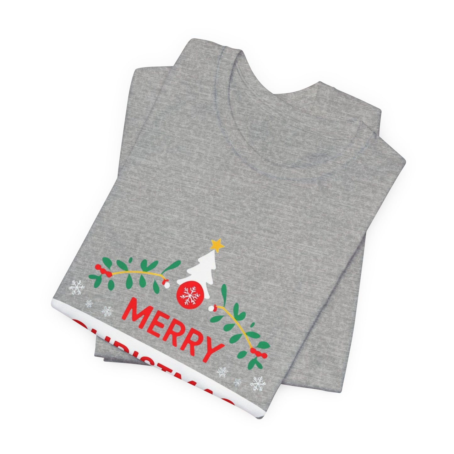 Merry Christmas Unisex Tee, Holiday T-Shirt, Festive Short Sleeve Shirt, Christmas Gift, Seasonal Apparel