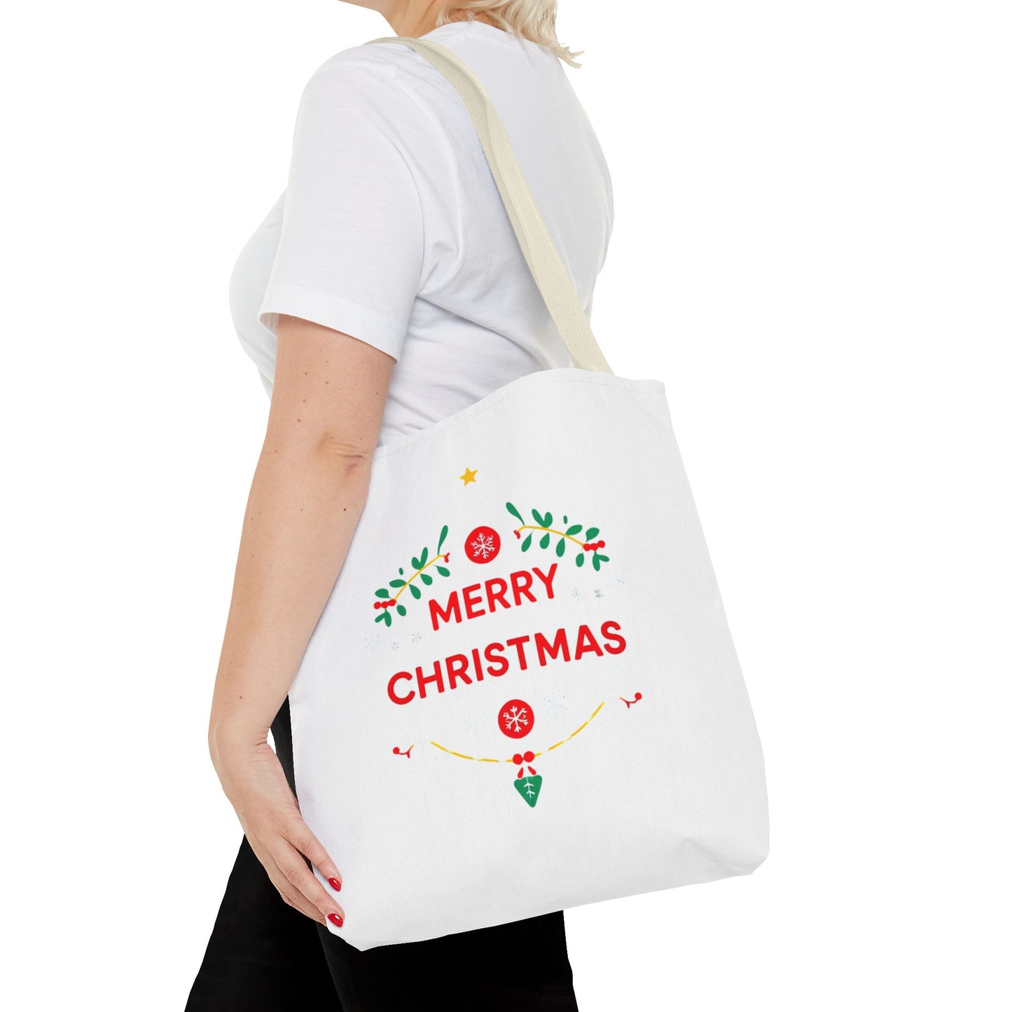 Christmas Tote Bag, Holiday Shopping Bag, Merry Christmas Gift, Seasonal Reusable Bag, Merry & Bright Tote ( customize available)
