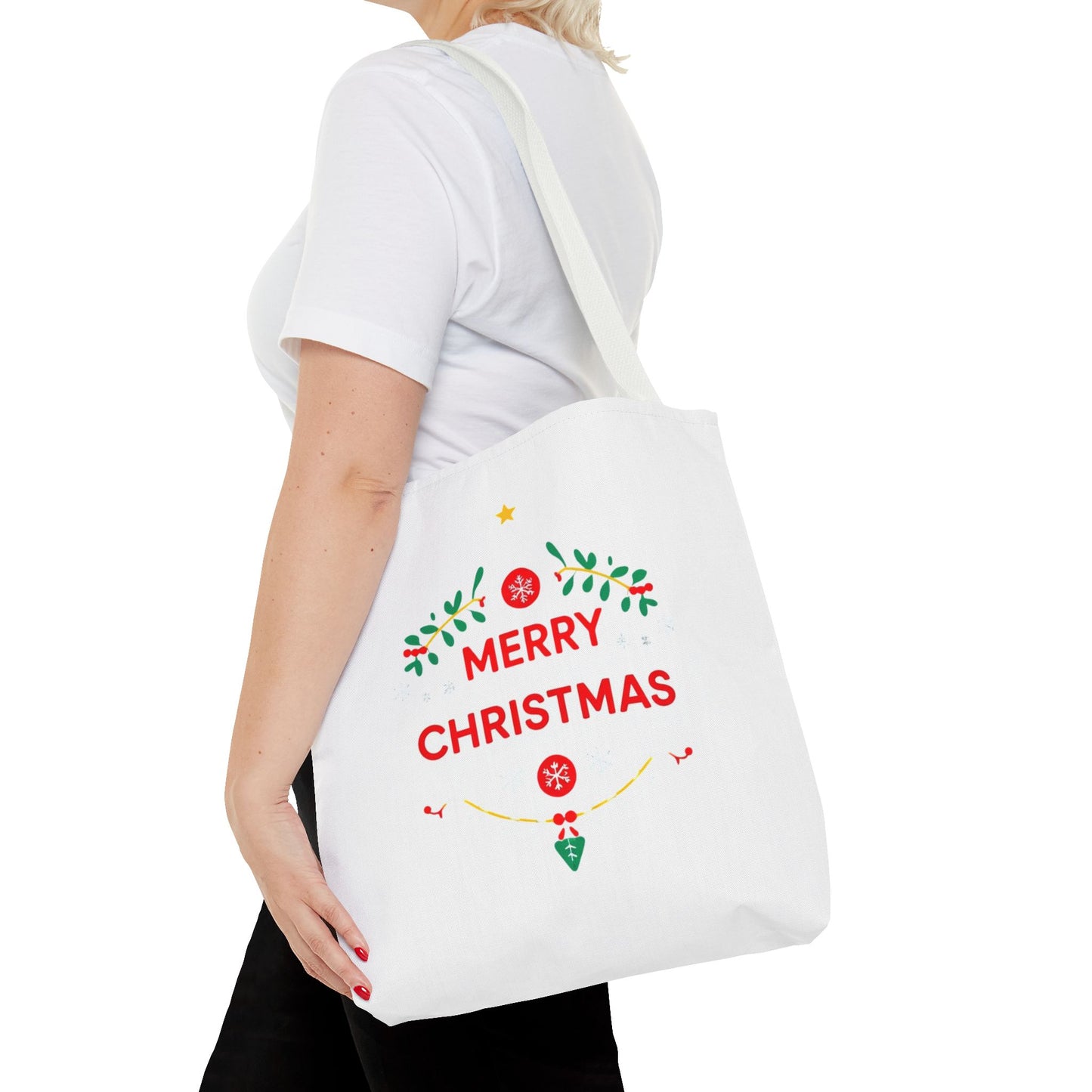 Christmas Tote Bag, Holiday Shopping Bag, Merry Christmas Gift, Seasonal Reusable Bag, Merry & Bright Tote ( customize available)