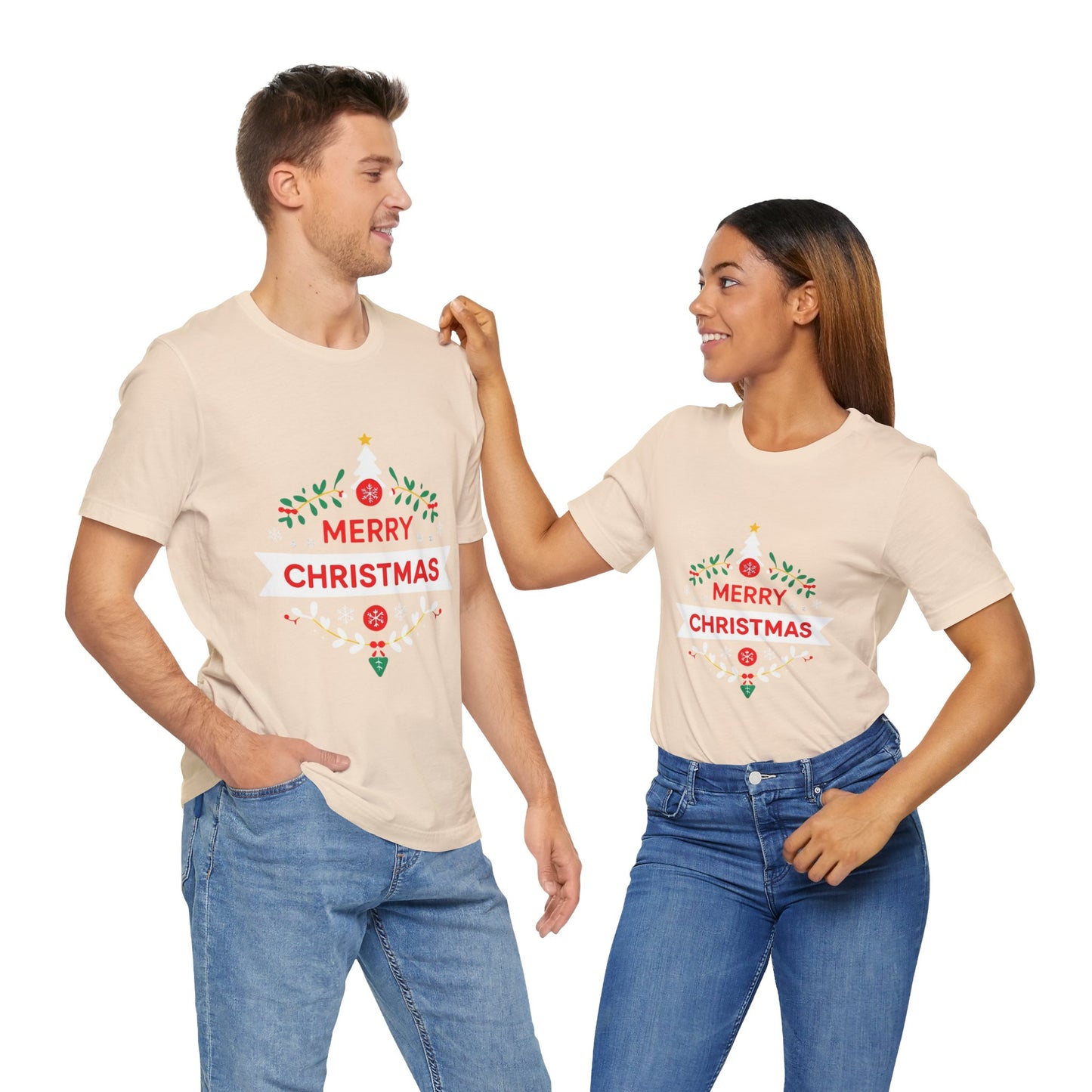 Merry Christmas Unisex Tee, Holiday T-Shirt, Festive Short Sleeve Shirt, Christmas Gift, Seasonal Apparel