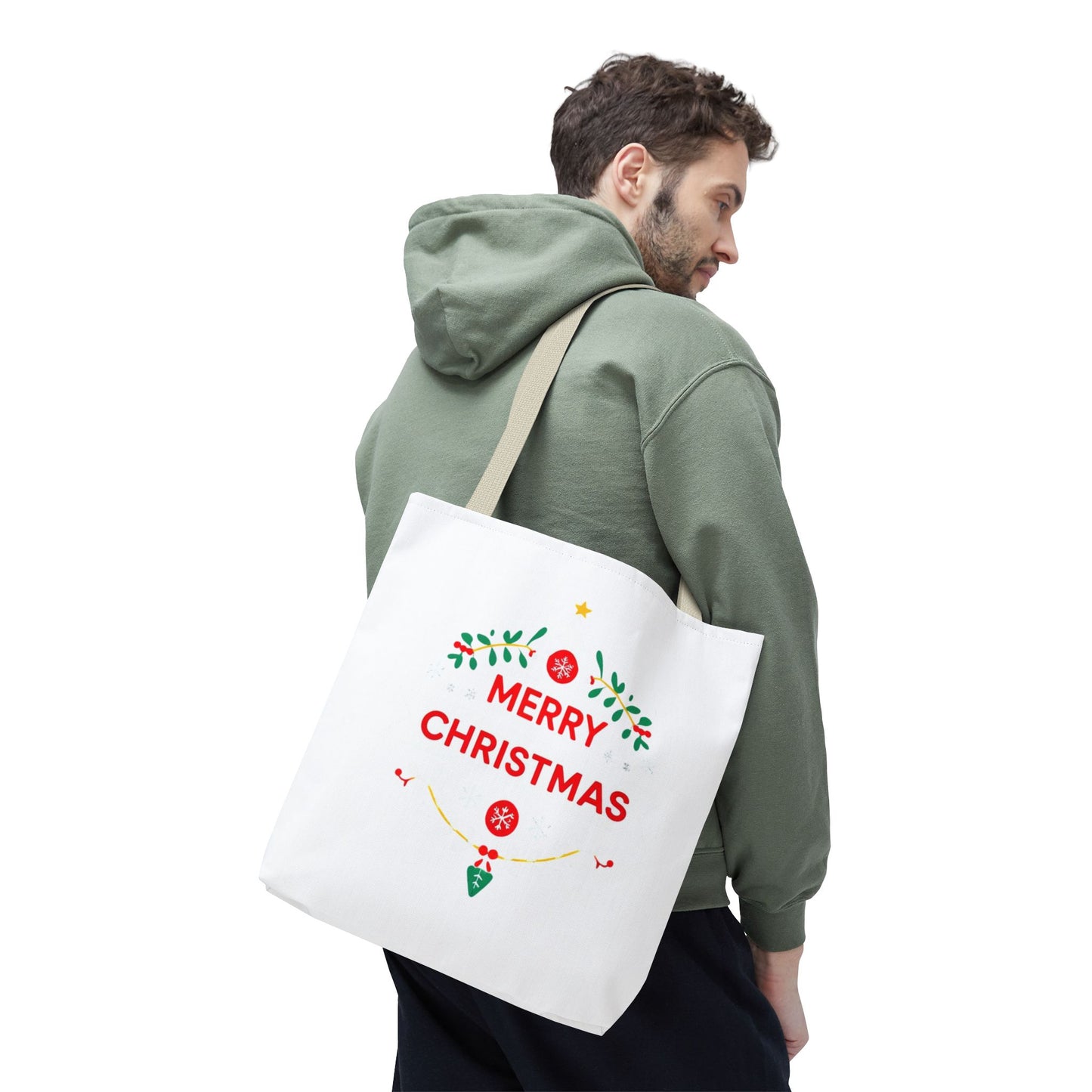 Christmas Tote Bag, Holiday Shopping Bag, Merry Christmas Gift, Seasonal Reusable Bag, Merry & Bright Tote ( customize available)
