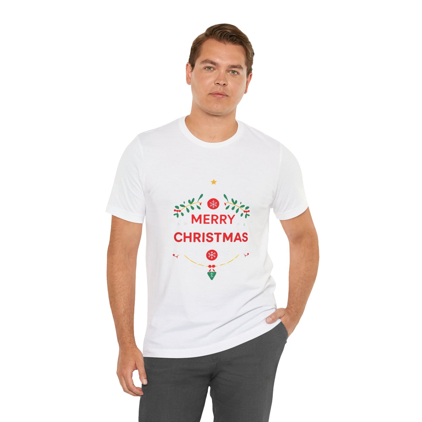Merry Christmas Unisex Tee, Holiday T-Shirt, Festive Short Sleeve Shirt, Christmas Gift, Seasonal Apparel