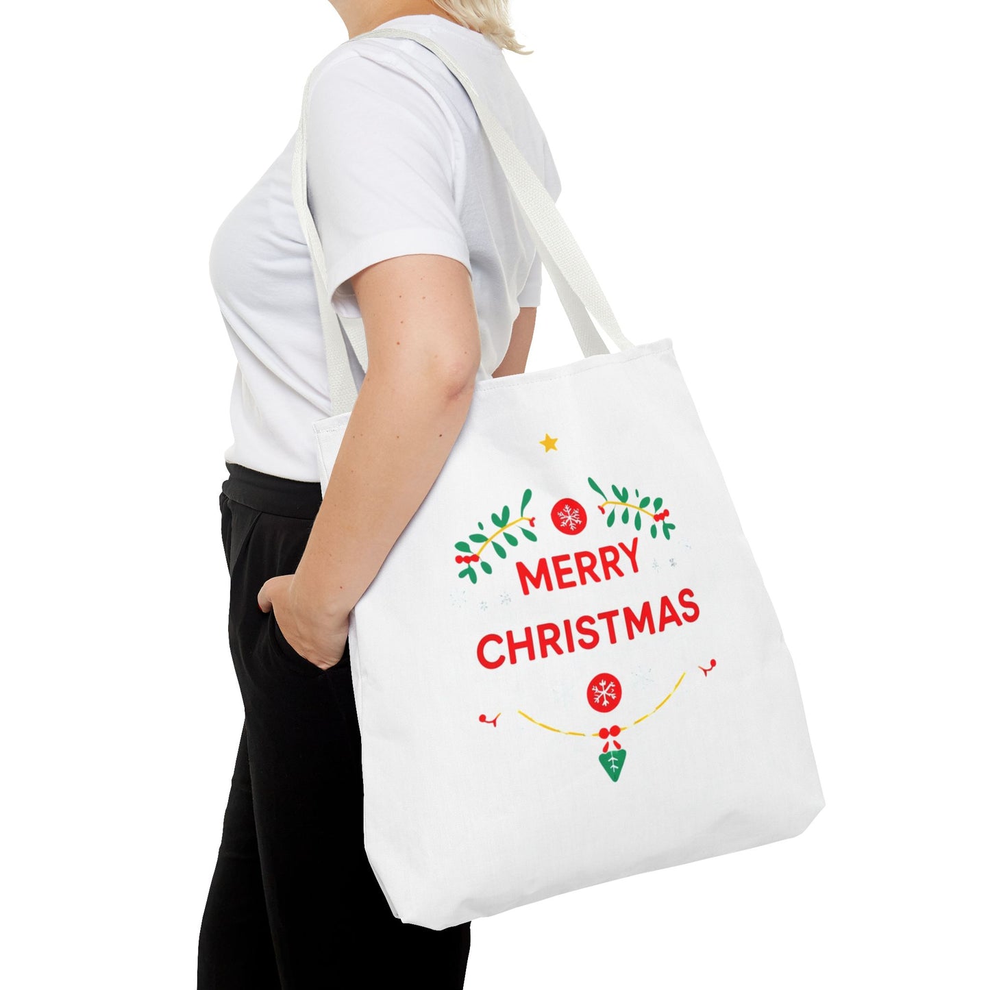 Christmas Tote Bag, Holiday Shopping Bag, Merry Christmas Gift, Seasonal Reusable Bag, Merry & Bright Tote ( customize available)