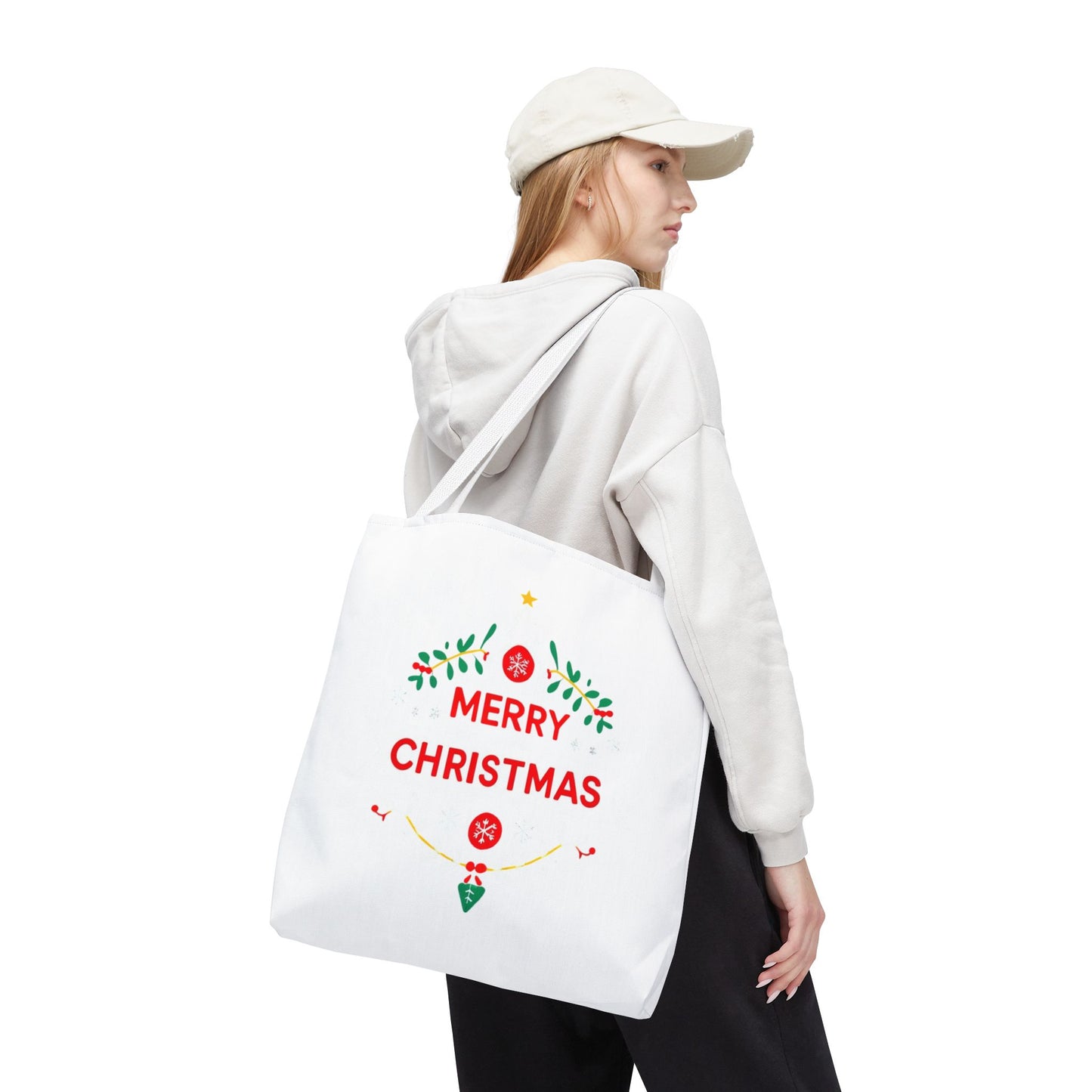 Christmas Tote Bag, Holiday Shopping Bag, Merry Christmas Gift, Seasonal Reusable Bag, Merry & Bright Tote ( customize available)