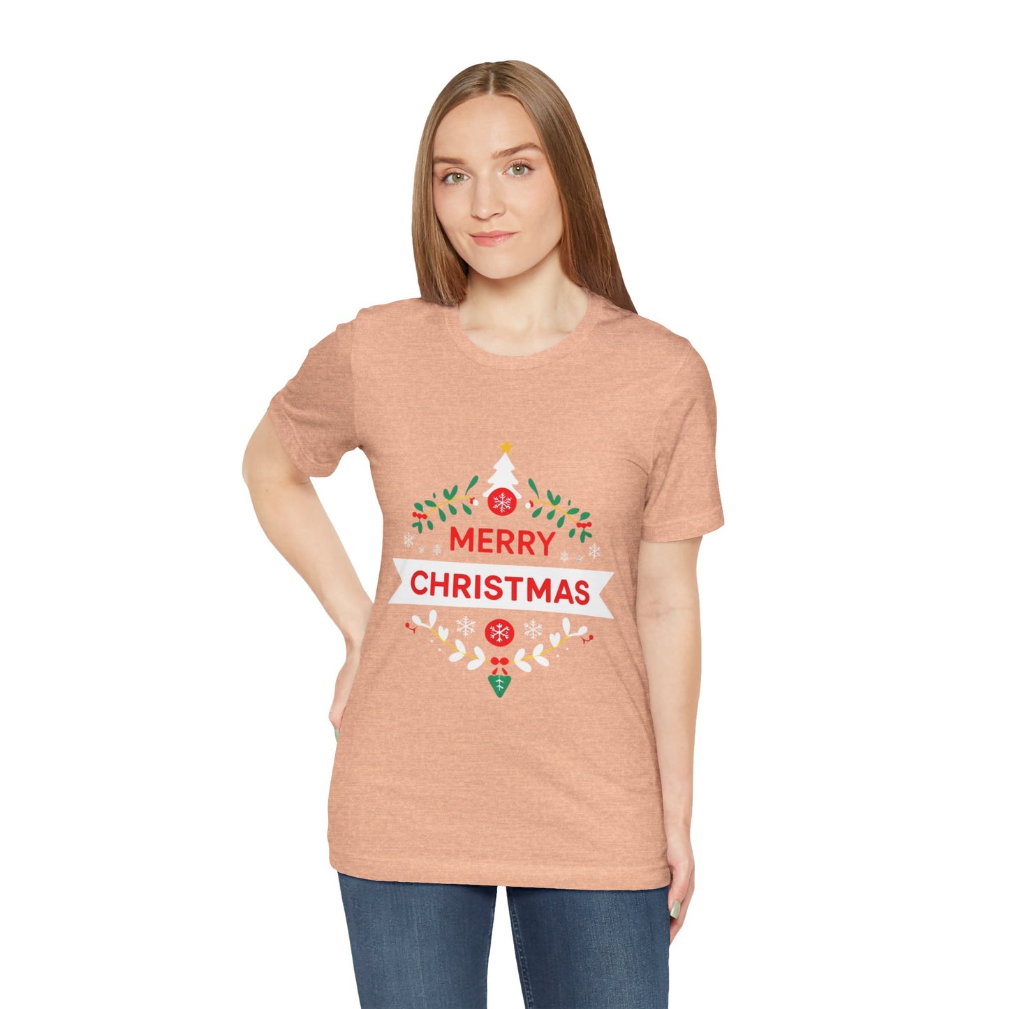 Merry Christmas Unisex Tee, Holiday T-Shirt, Festive Short Sleeve Shirt, Christmas Gift, Seasonal Apparel