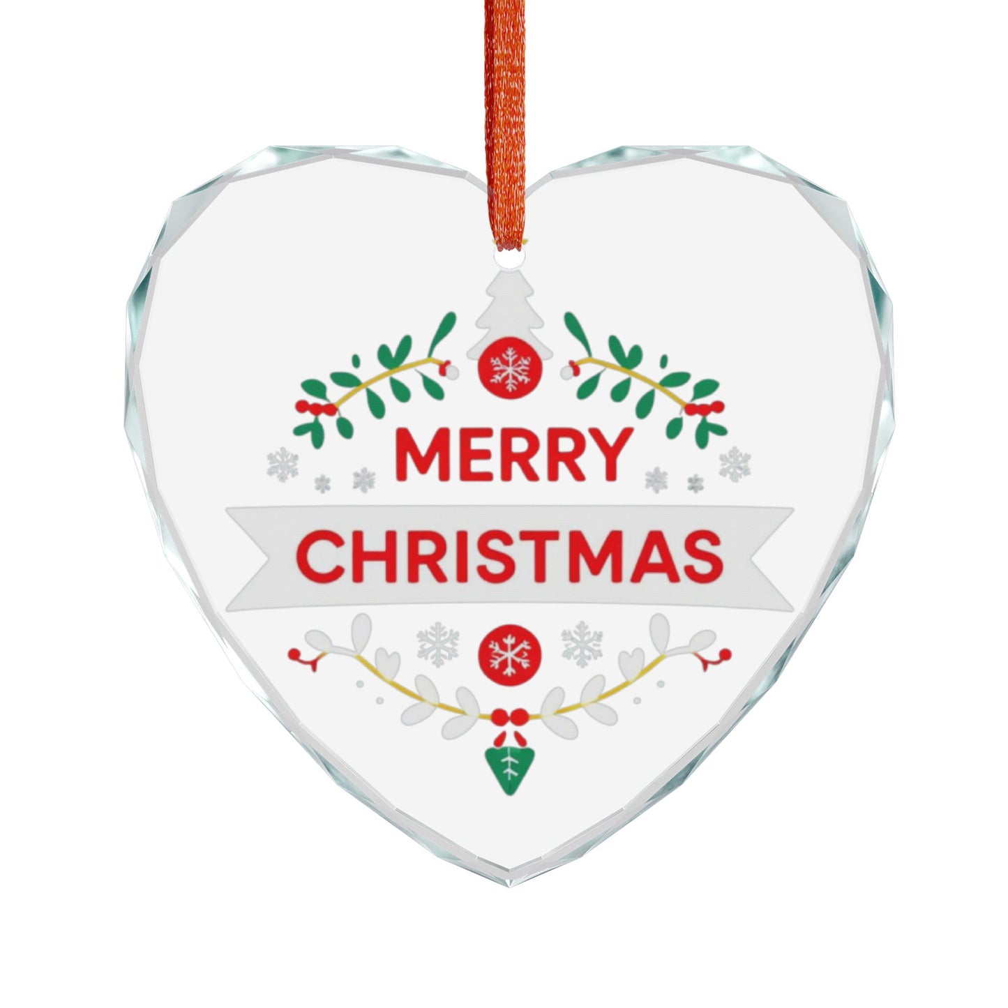 Crystal Glass Ornament - Heart-Shaped Holiday Decor, Merry Christmas Decoration, Holiday Gift, Keepsake, Tree Ornament