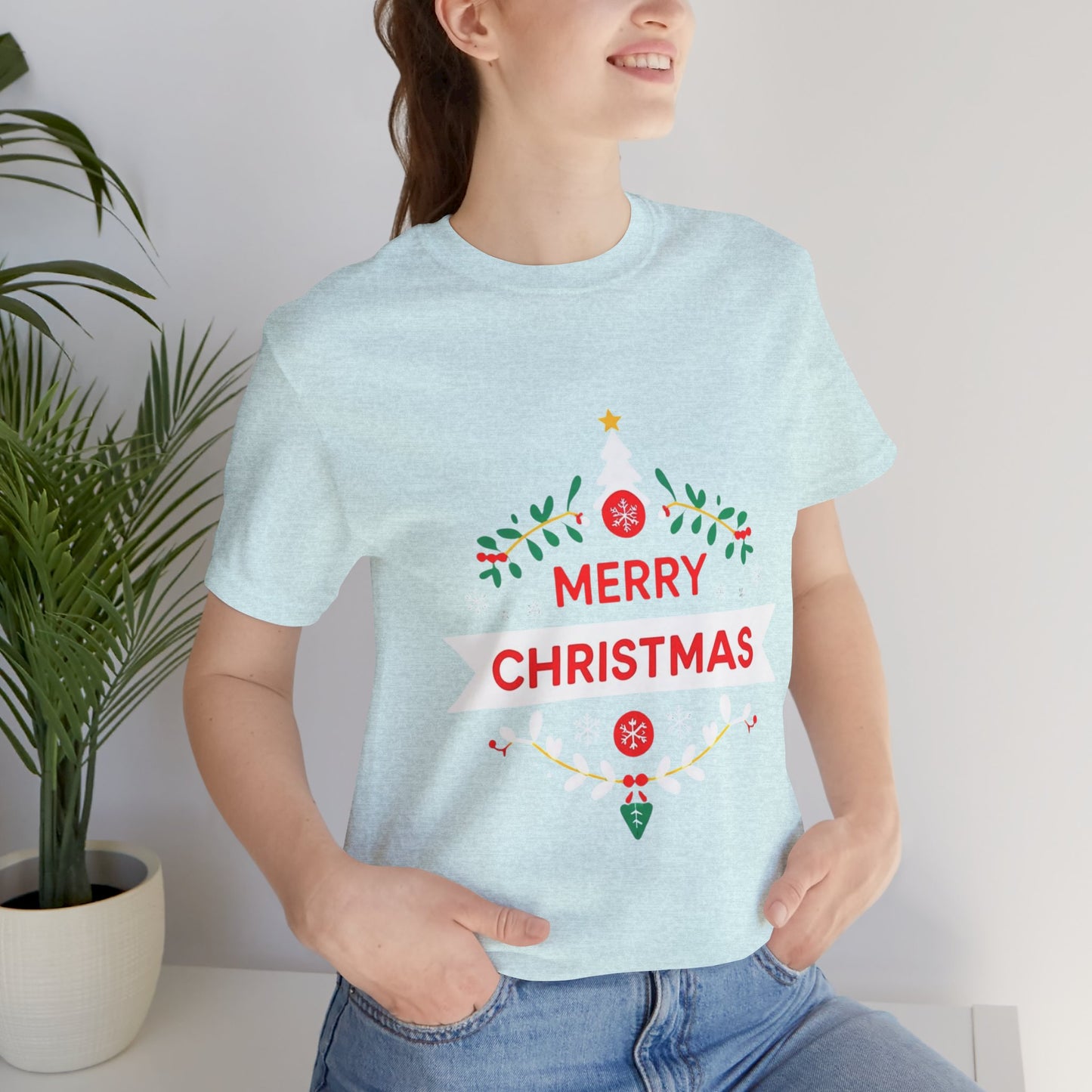 Merry Christmas Unisex Tee, Holiday T-Shirt, Festive Short Sleeve Shirt, Christmas Gift, Seasonal Apparel