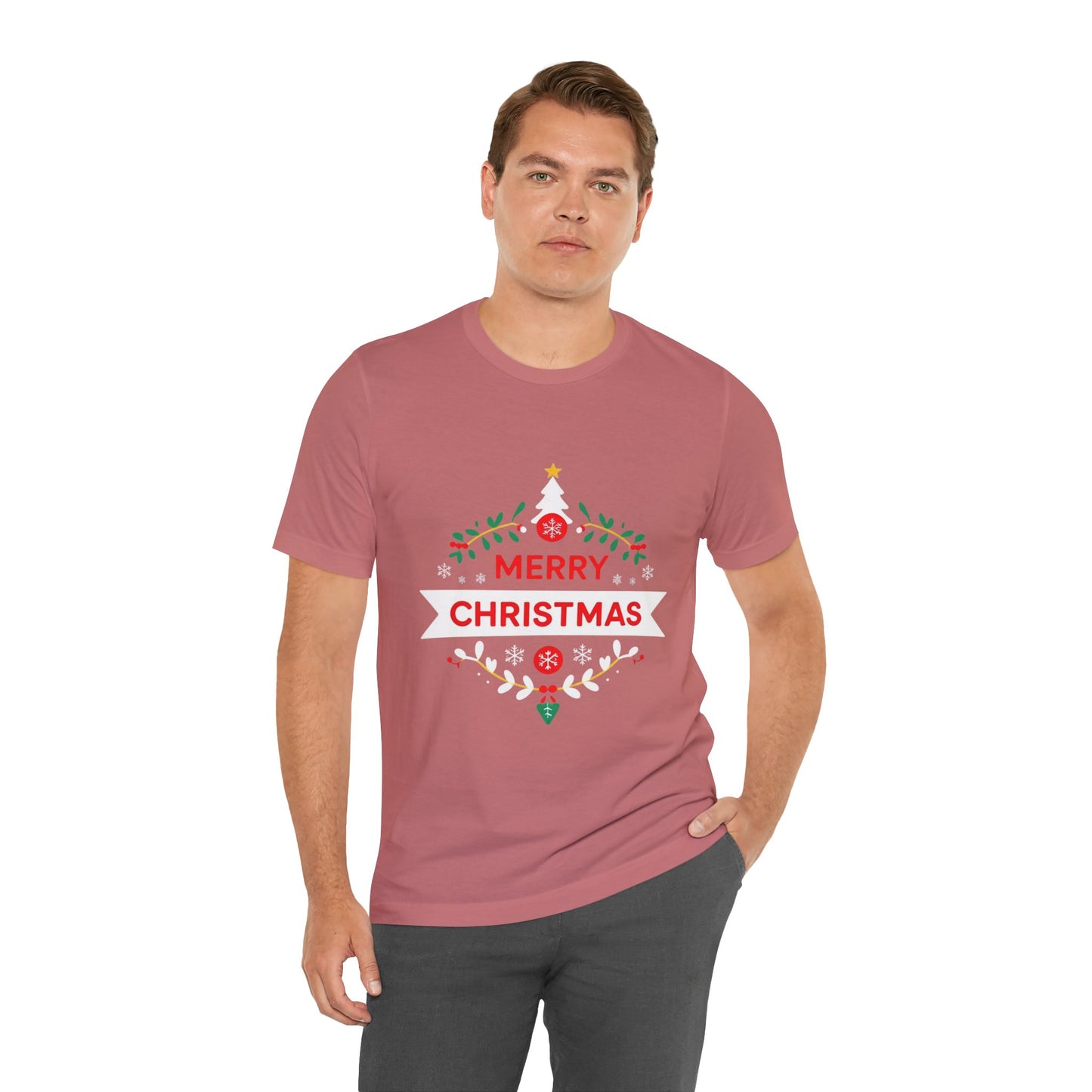 Merry Christmas Unisex Tee, Holiday T-Shirt, Festive Short Sleeve Shirt, Christmas Gift, Seasonal Apparel