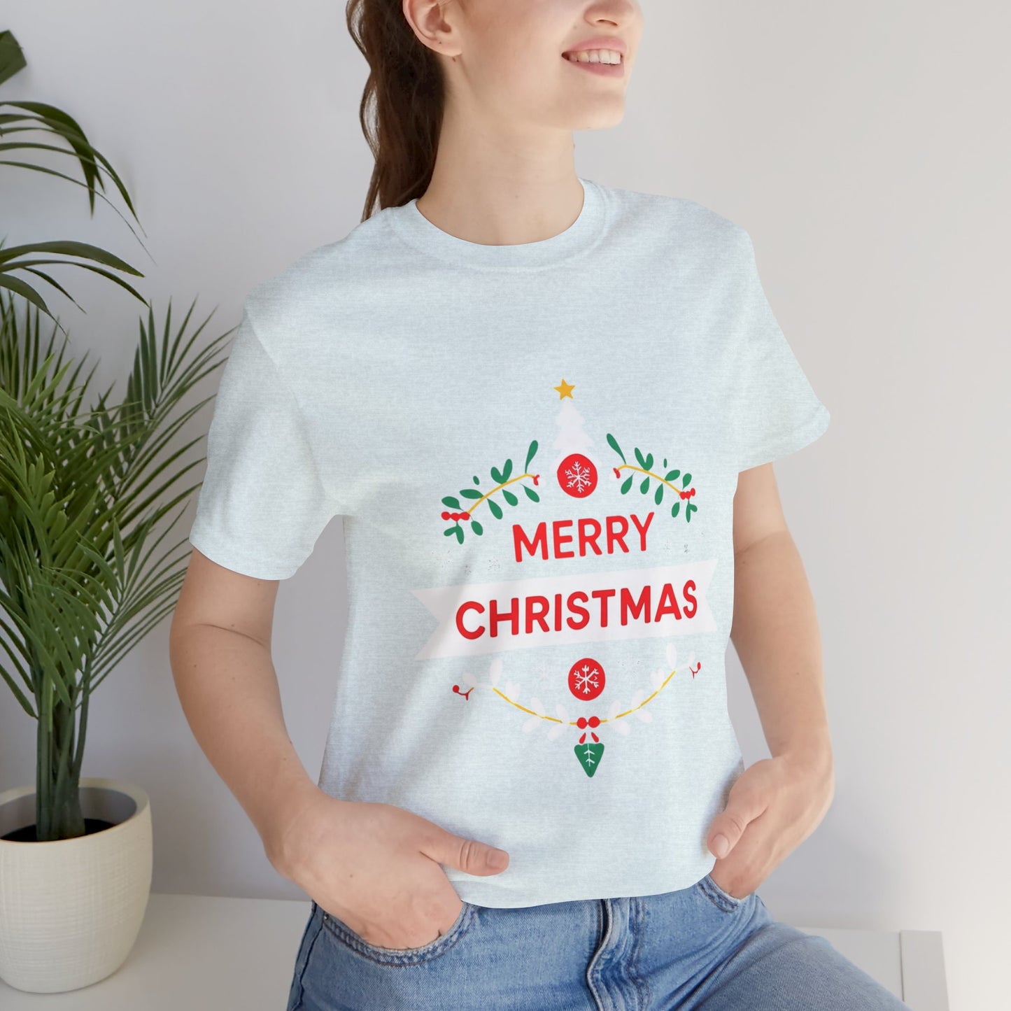 Merry Christmas Unisex Tee, Holiday T-Shirt, Festive Short Sleeve Shirt, Christmas Gift, Seasonal Apparel