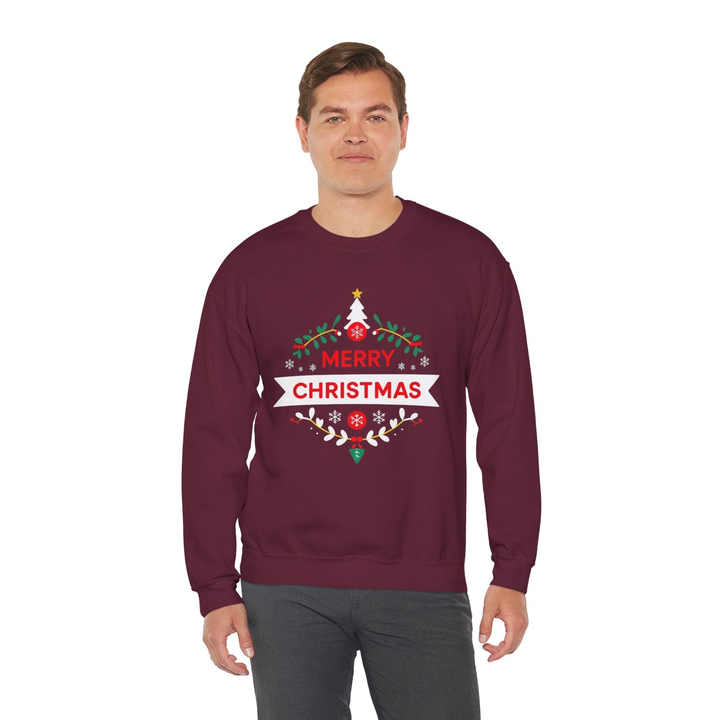 Merry Christmas Unisex Crewneck Sweatshirt, Holiday Sweater, Christmas Gift, Cozy Crewneck, Winter Fashion