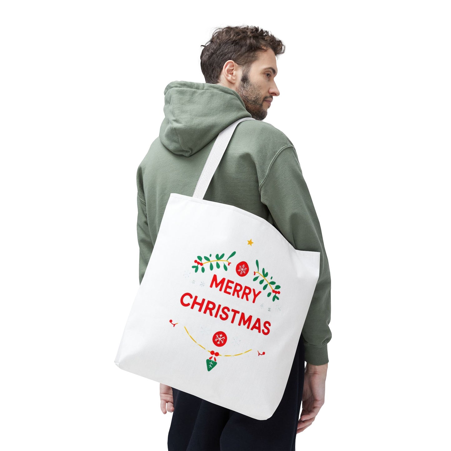 Christmas Tote Bag, Holiday Shopping Bag, Merry Christmas Gift, Seasonal Reusable Bag, Merry & Bright Tote ( customize available)