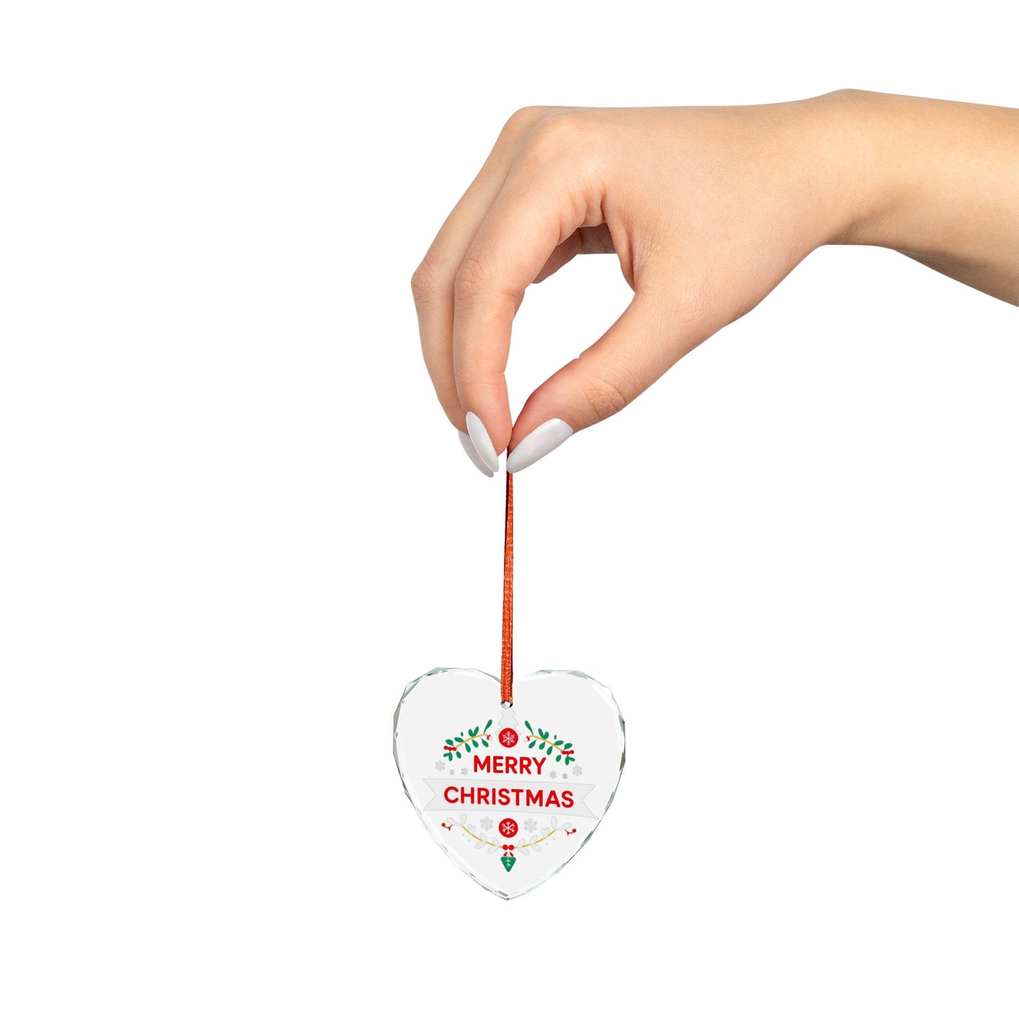 Crystal Glass Ornament - Heart-Shaped Holiday Decor, Merry Christmas Decoration, Holiday Gift, Keepsake, Tree Ornament