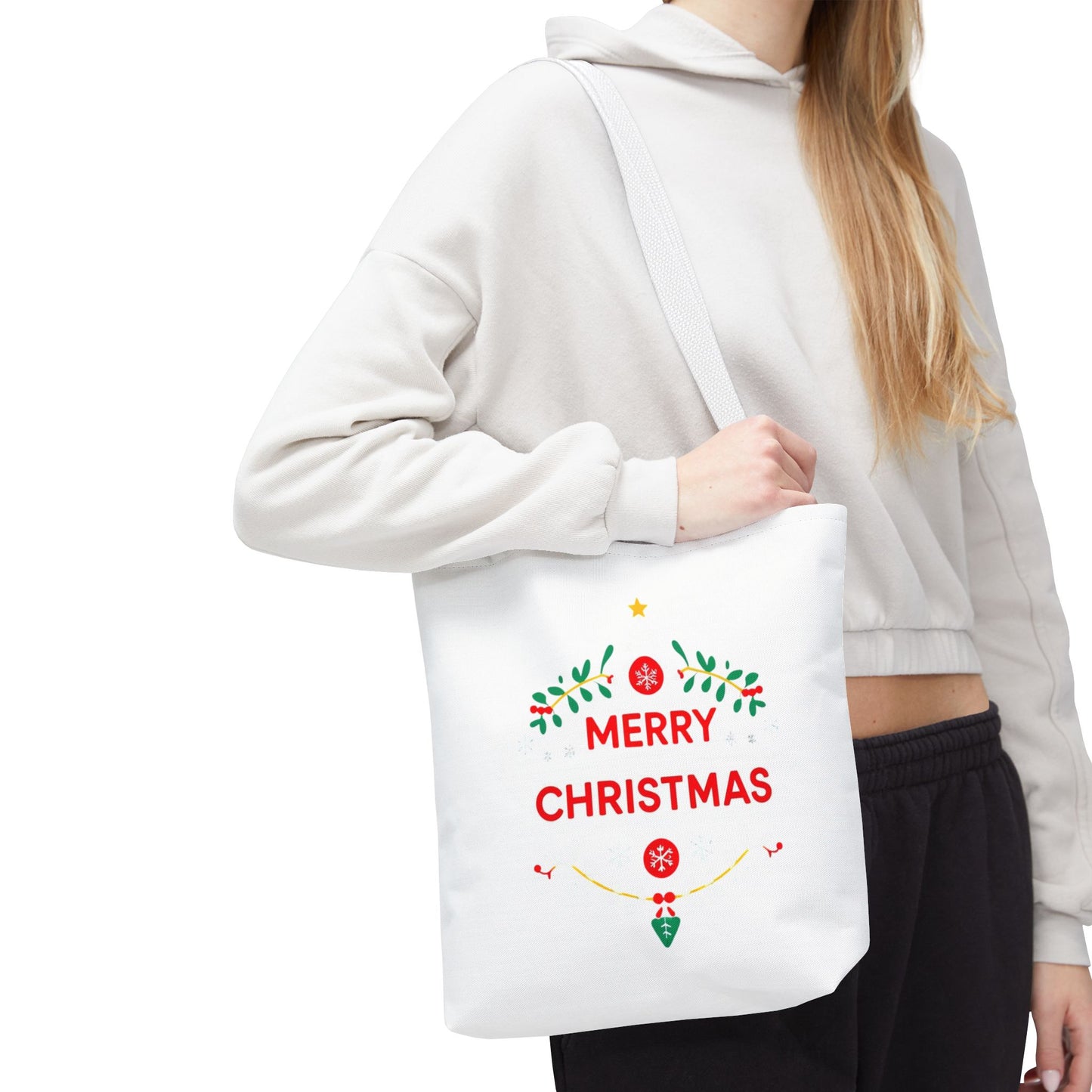 Christmas Tote Bag, Holiday Shopping Bag, Merry Christmas Gift, Seasonal Reusable Bag, Merry & Bright Tote ( customize available)