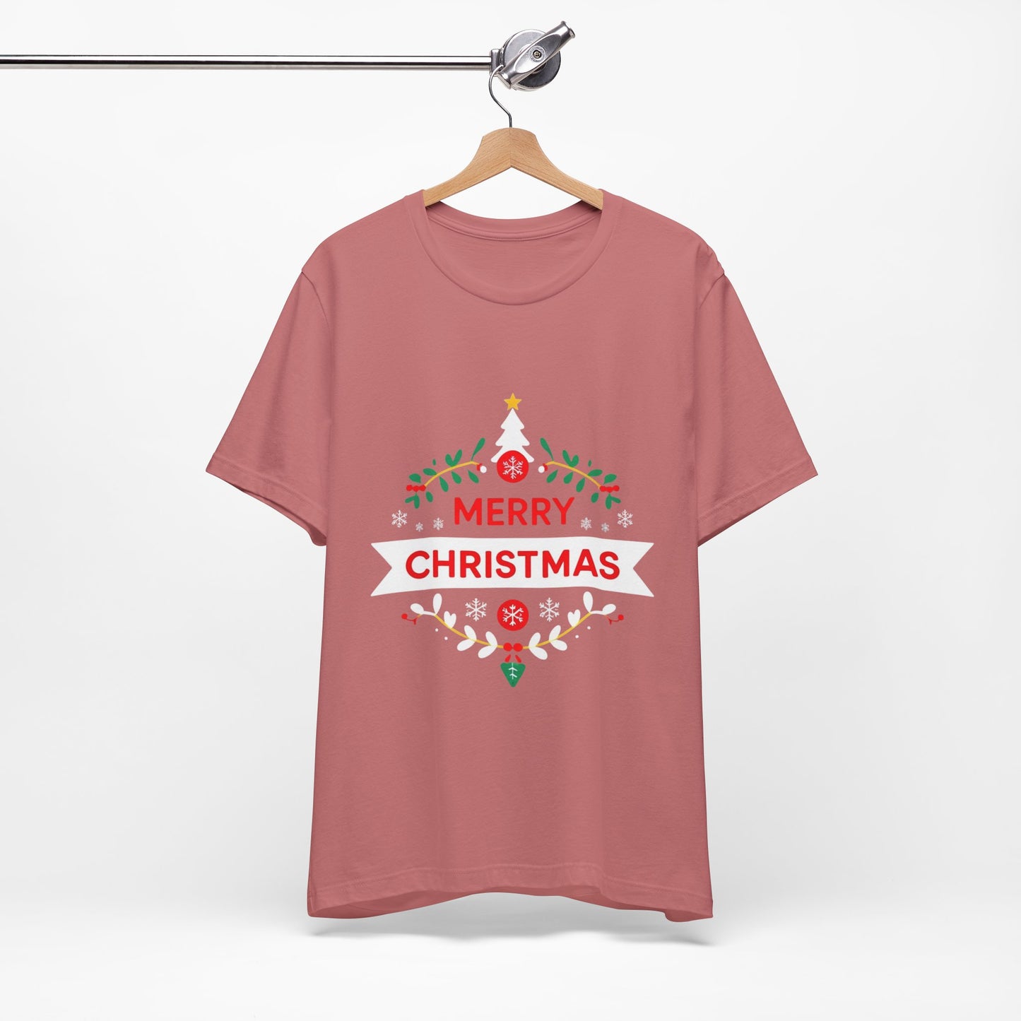 Merry Christmas Unisex Tee, Holiday T-Shirt, Festive Short Sleeve Shirt, Christmas Gift, Seasonal Apparel