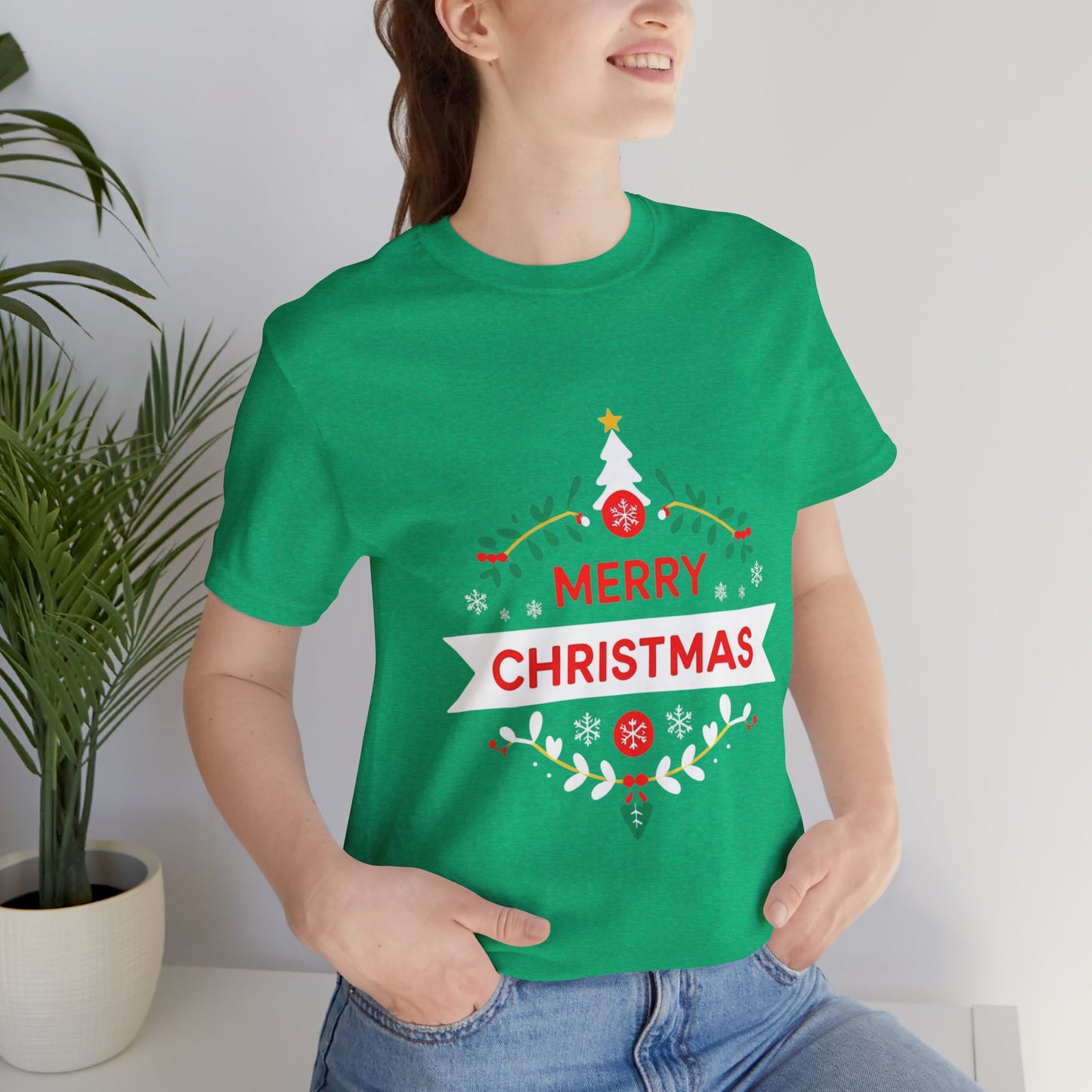 Merry Christmas Unisex Tee, Holiday T-Shirt, Festive Short Sleeve Shirt, Christmas Gift, Seasonal Apparel