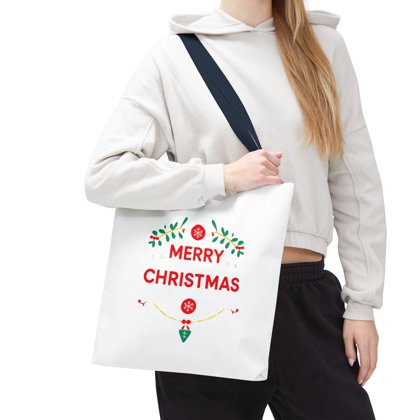 Christmas Tote Bag, Holiday Shopping Bag, Merry Christmas Gift, Seasonal Reusable Bag, Merry & Bright Tote ( customize available)