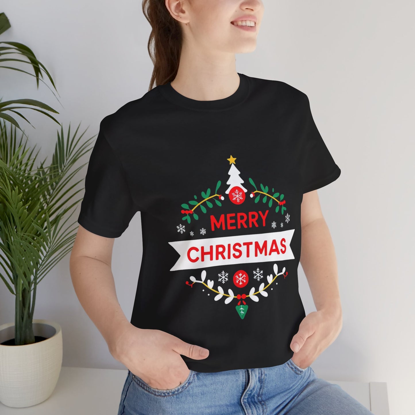 Merry Christmas Unisex Tee, Holiday T-Shirt, Festive Short Sleeve Shirt, Christmas Gift, Seasonal Apparel