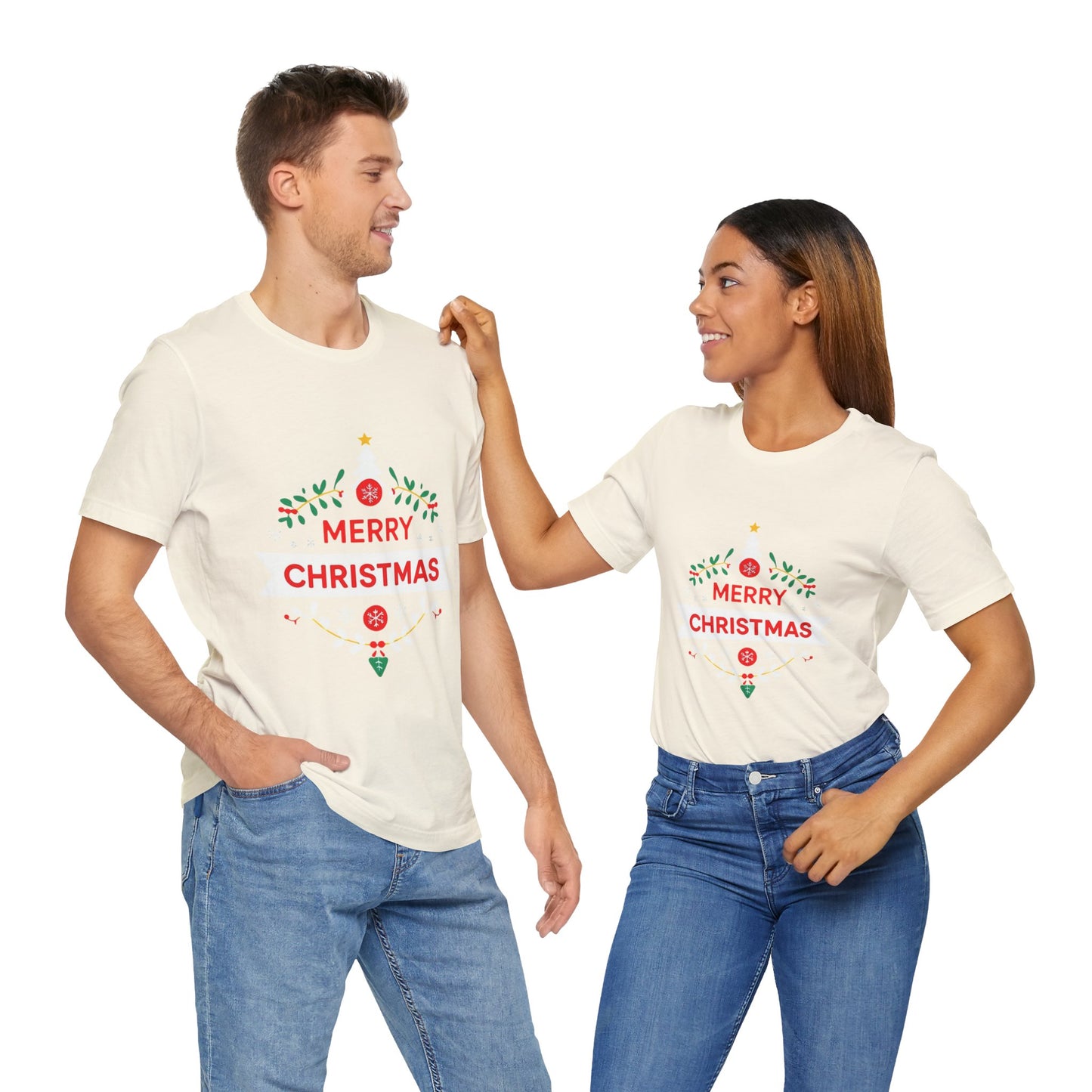 Merry Christmas Unisex Tee, Holiday T-Shirt, Festive Short Sleeve Shirt, Christmas Gift, Seasonal Apparel