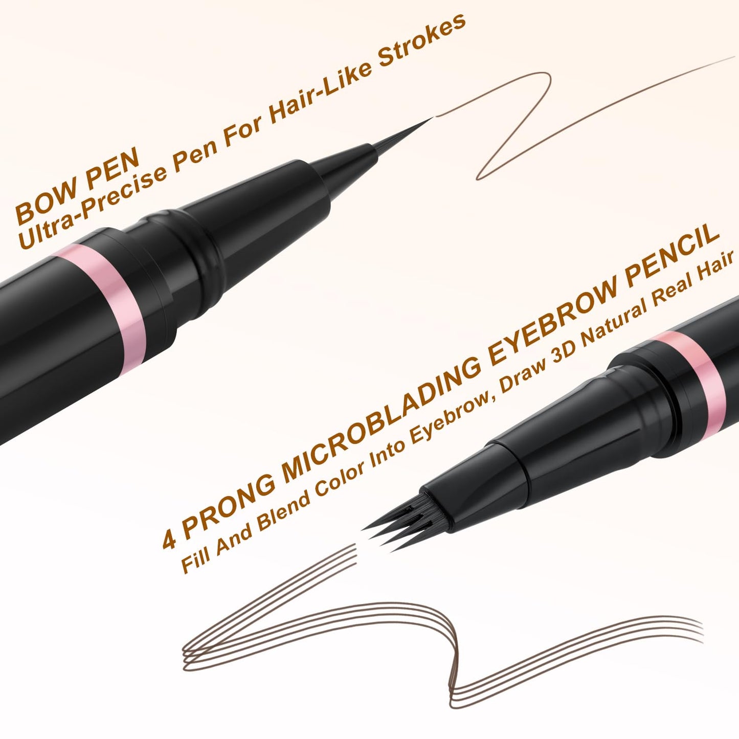 LAVONE Eyebrow Pencil Makeup Kit, with Waterproof 2-IN-1 Microblading Eyebrow Pen, Eyebrow Pomade, Eyeliner and Dual-ended Eyebrow Brush, Brow Pencil Kit for Natural Eyebrows - Dark Brown
