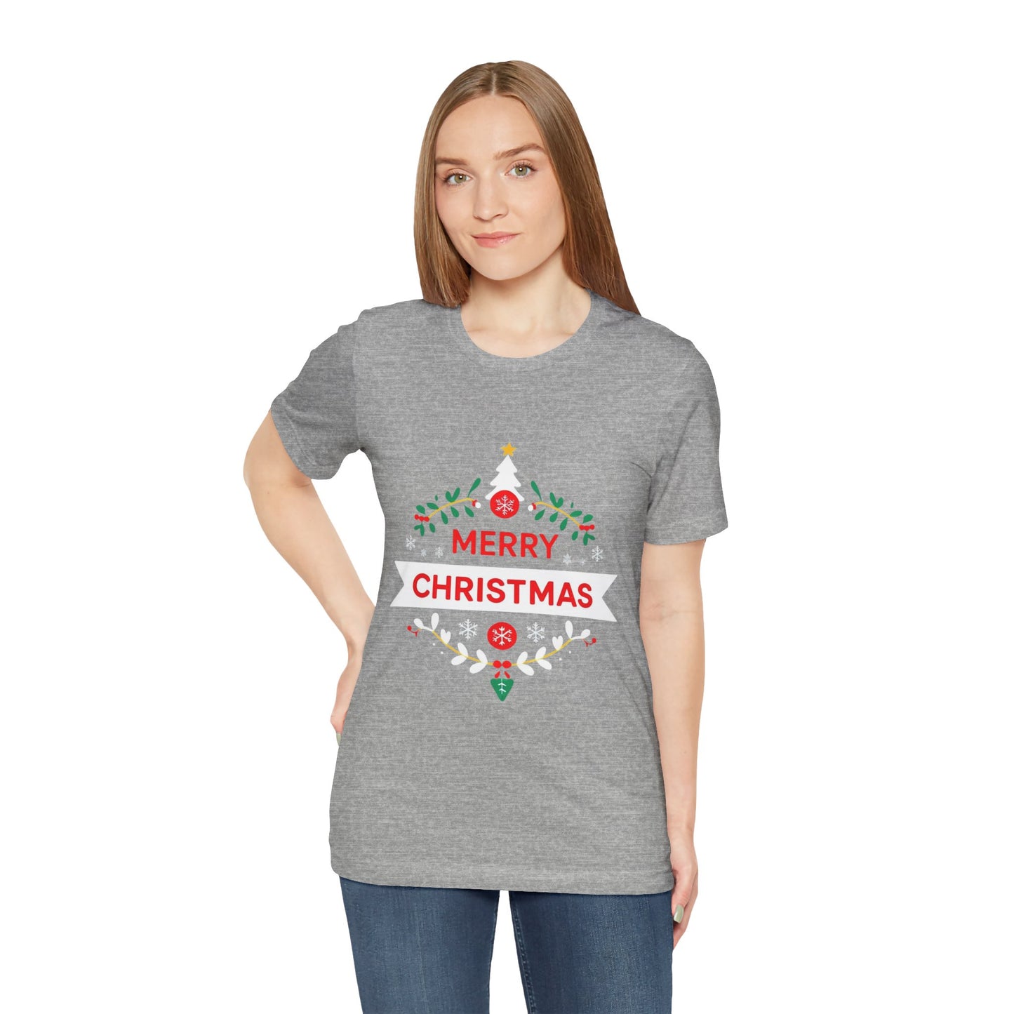 Merry Christmas Unisex Tee, Holiday T-Shirt, Festive Short Sleeve Shirt, Christmas Gift, Seasonal Apparel