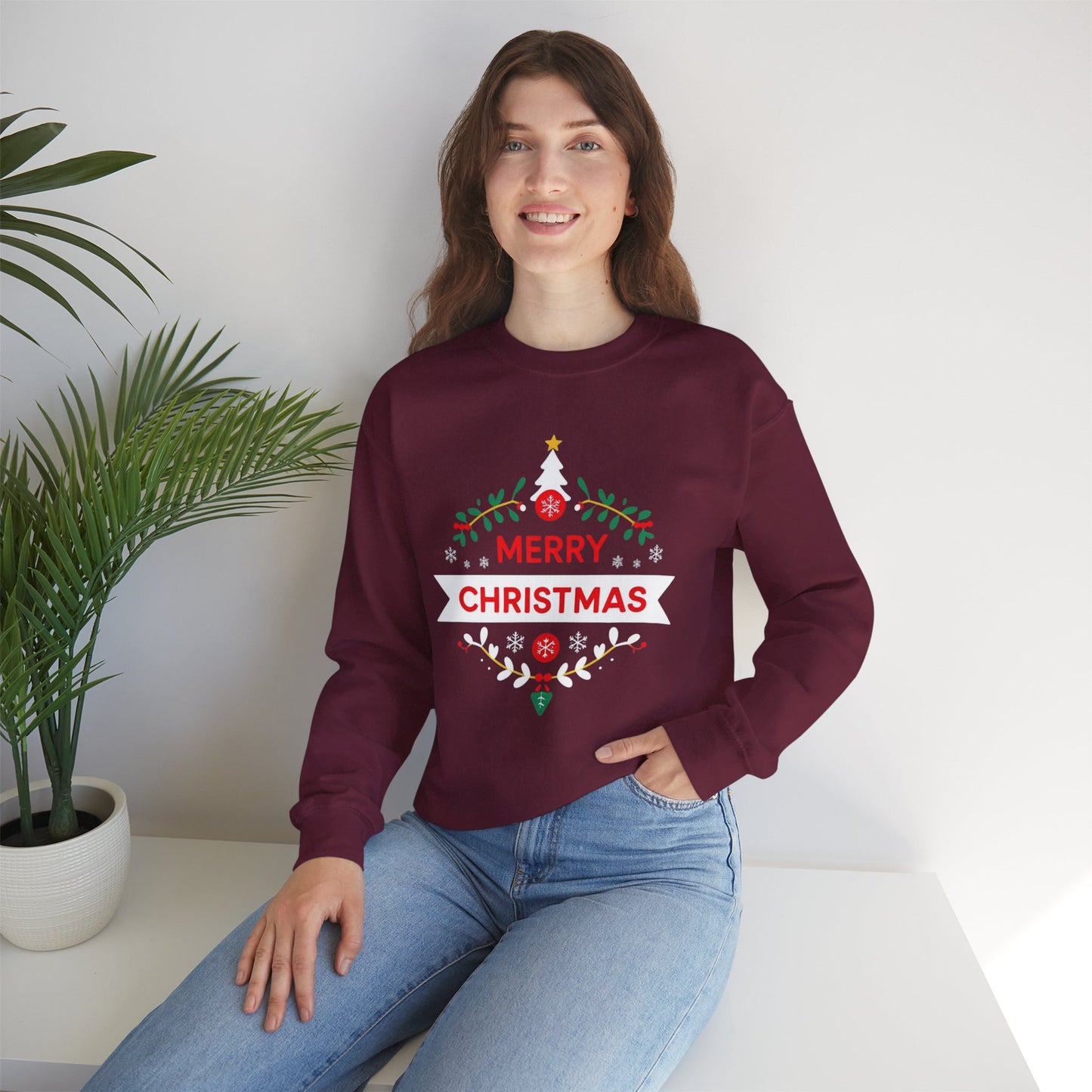 Merry Christmas Unisex Crewneck Sweatshirt, Holiday Sweater, Christmas Gift, Cozy Crewneck, Winter Fashion