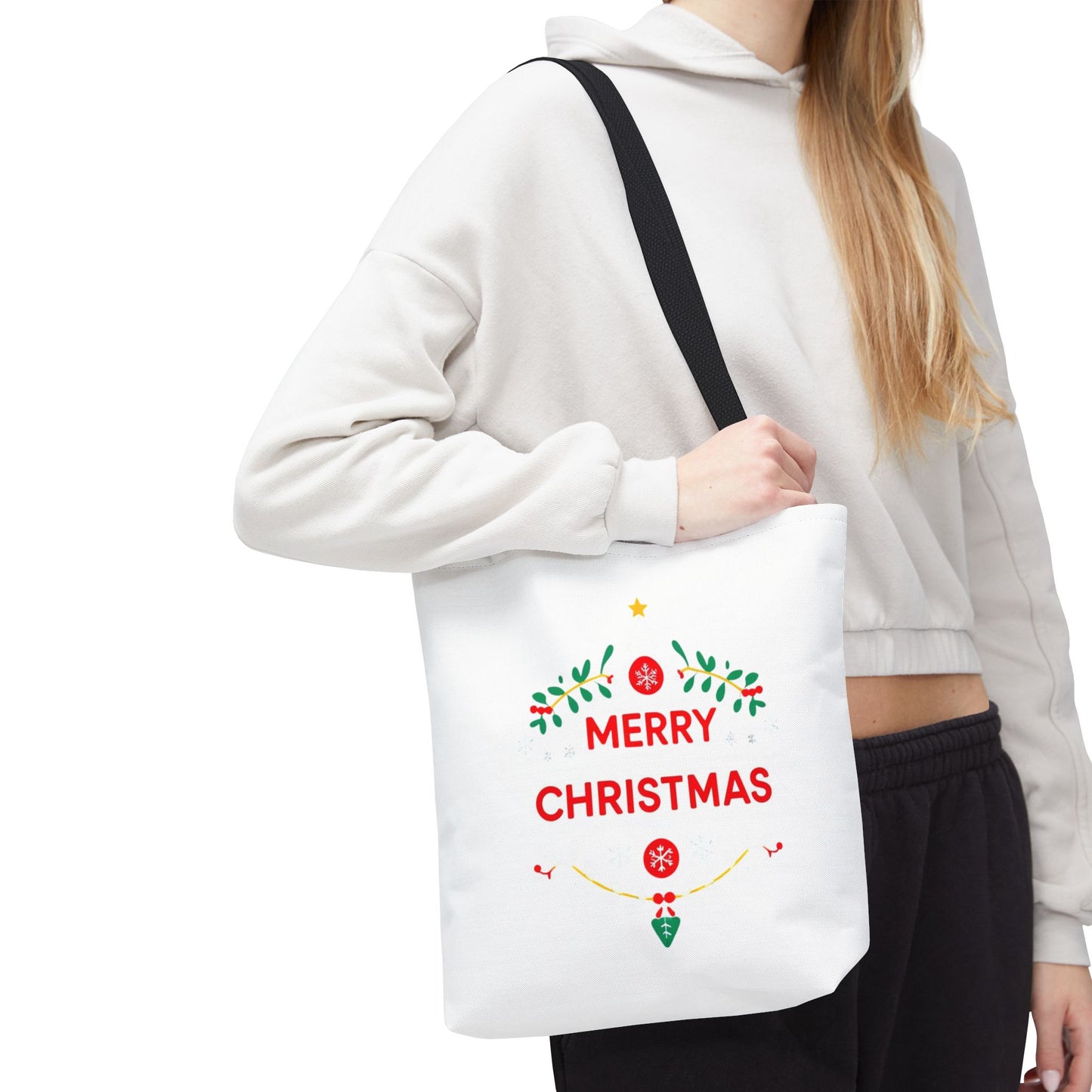 Christmas Tote Bag, Holiday Shopping Bag, Merry Christmas Gift, Seasonal Reusable Bag, Merry & Bright Tote ( customize available)