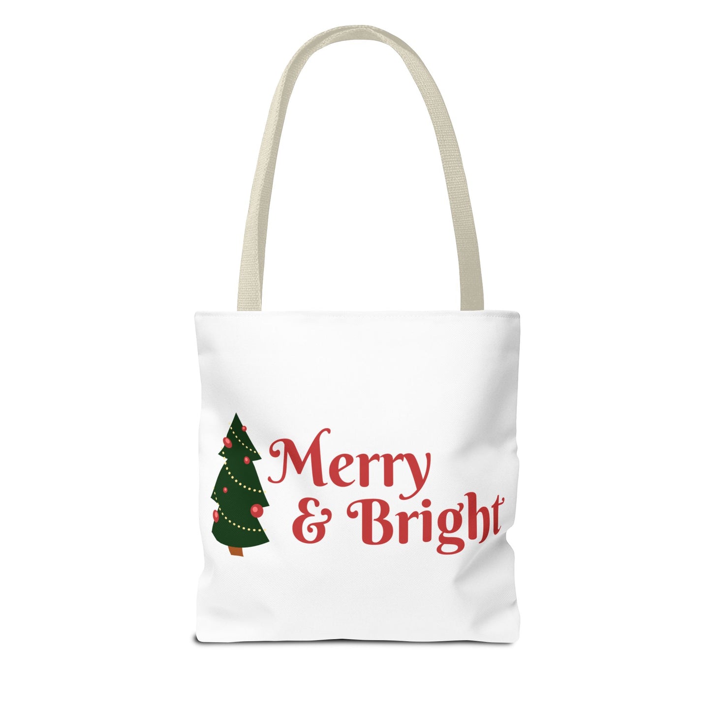 Christmas Tote Bag, Holiday Shopping Bag, Merry Christmas Gift, Seasonal Reusable Bag, Merry & Bright Tote ( customize available)