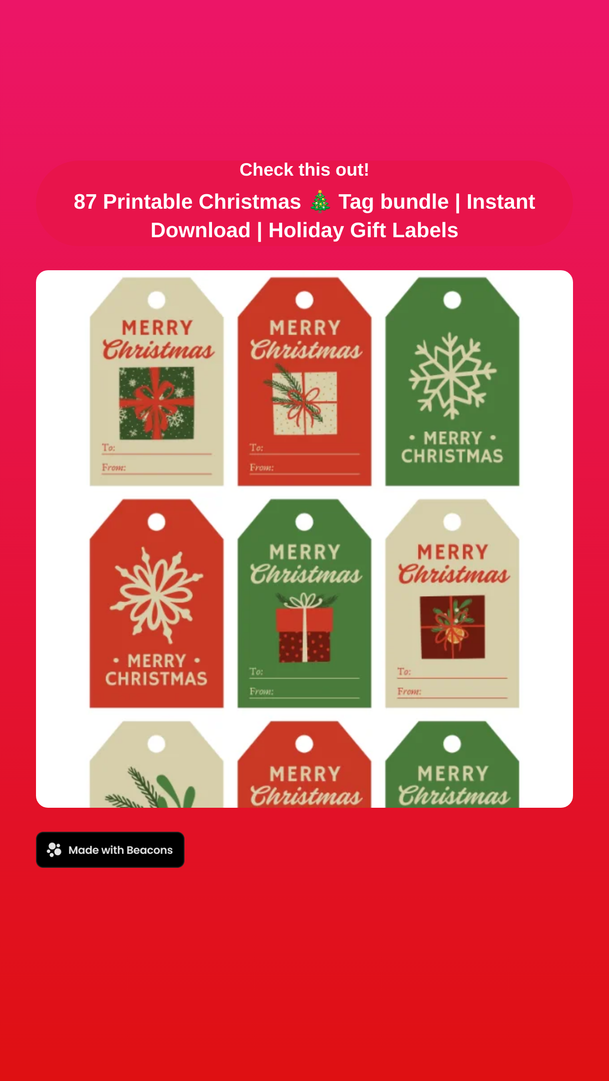 87 Printable Christmas 🎄🎁Tag Bundle | Instant Download | Holiday Gift Labels
