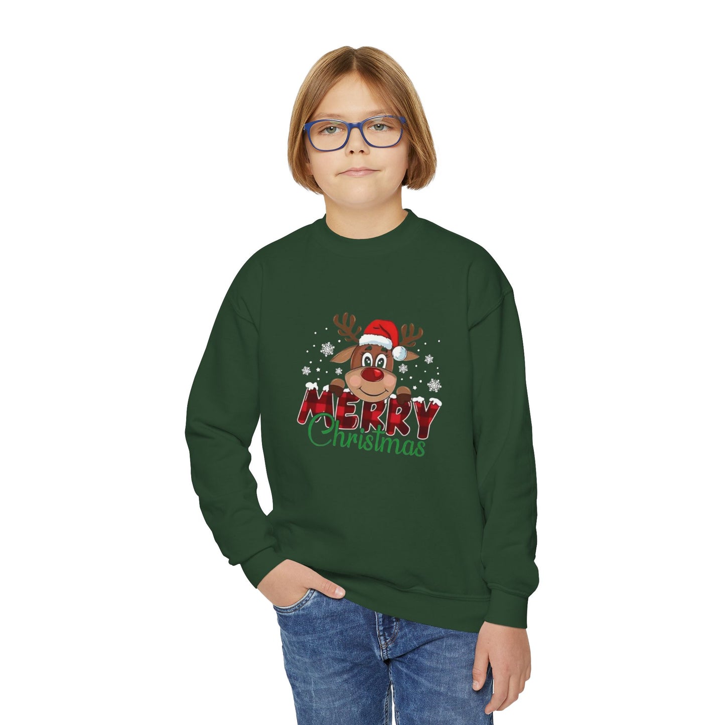 Festive Youth Crewneck Sweatshirt with Merry Christmas and Peace, Love, Christmas Designs, Holiday Sweatshirt, Kids Christmas Gift, [...]
