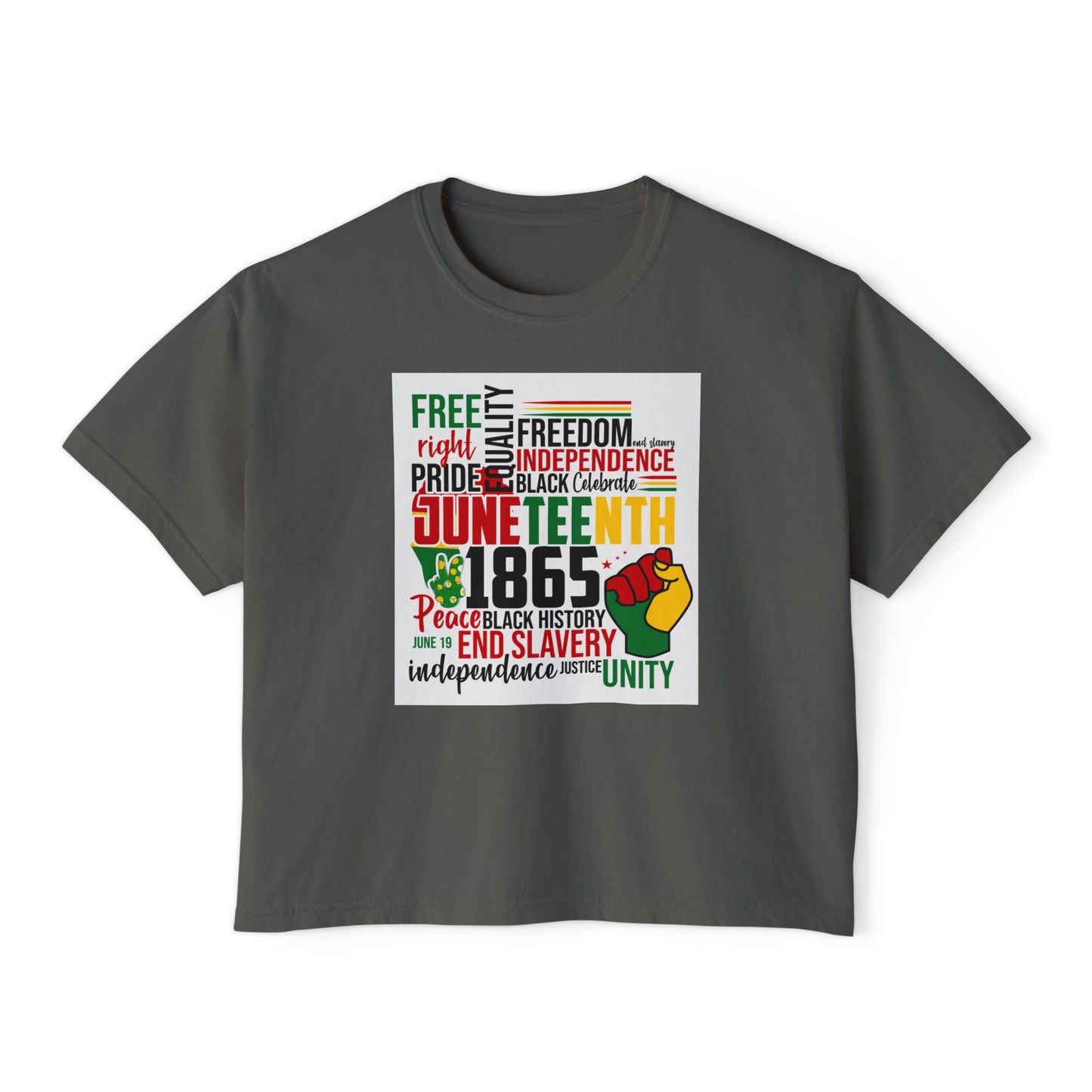 Juneteenth Boxy Tee, Women's Equality T-Shirt, LGBTQ Pride Top, Black History Month Shirt, Freedom and Unity Apparel, Celebratory [...]