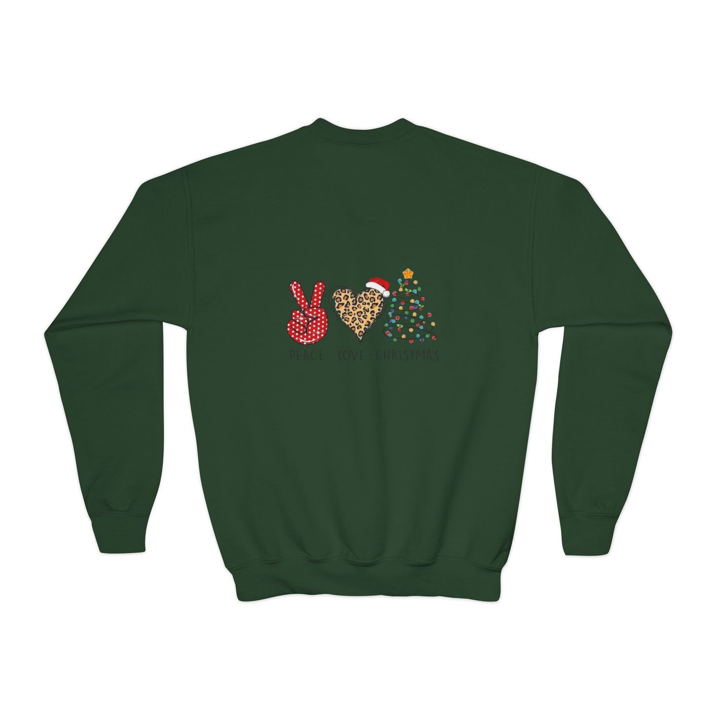 Festive Youth Crewneck Sweatshirt with Merry Christmas and Peace, Love, Christmas Designs, Holiday Sweatshirt, Kids Christmas Gift, [...]
