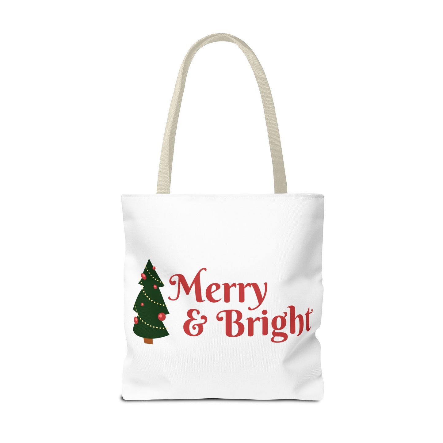 Christmas Tote Bag, Holiday Shopping Bag, Merry Christmas Gift, Seasonal Reusable Bag, Merry & Bright Tote ( customize available)