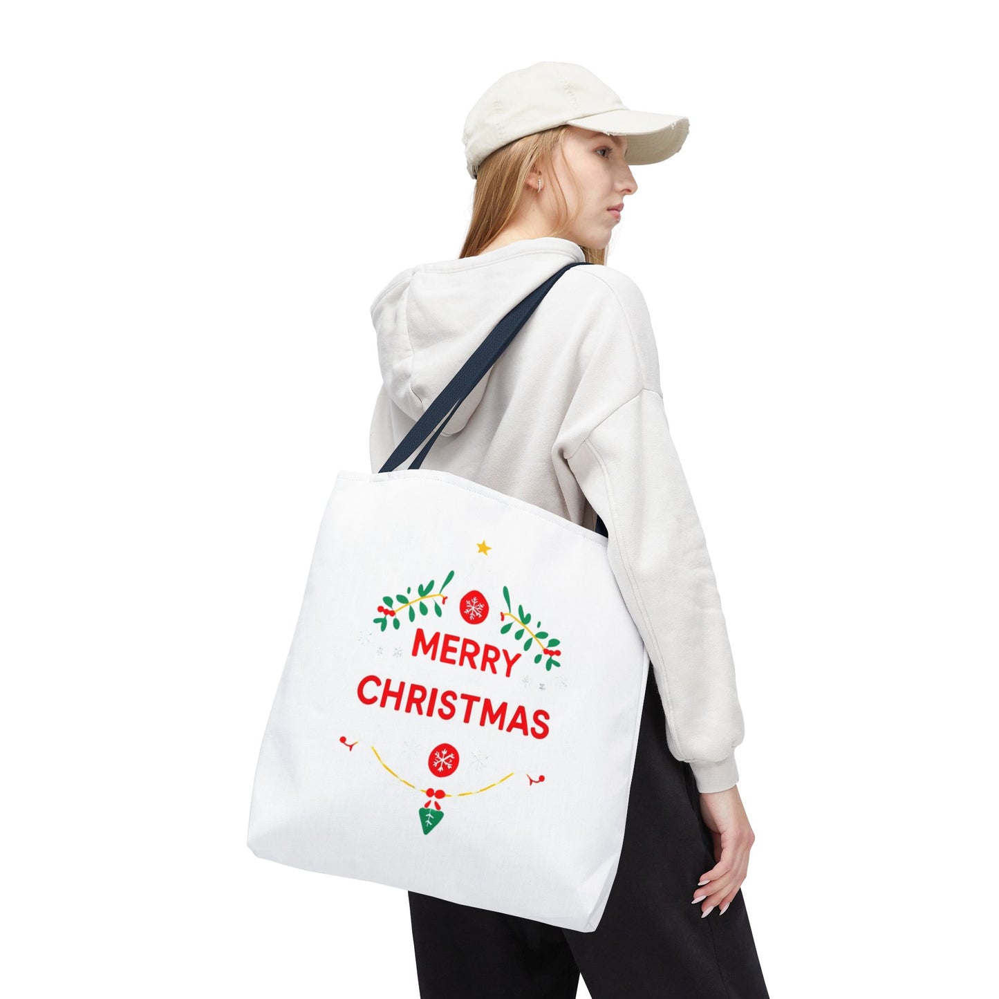 Christmas Tote Bag, Holiday Shopping Bag, Merry Christmas Gift, Seasonal Reusable Bag, Merry & Bright Tote ( customize available)