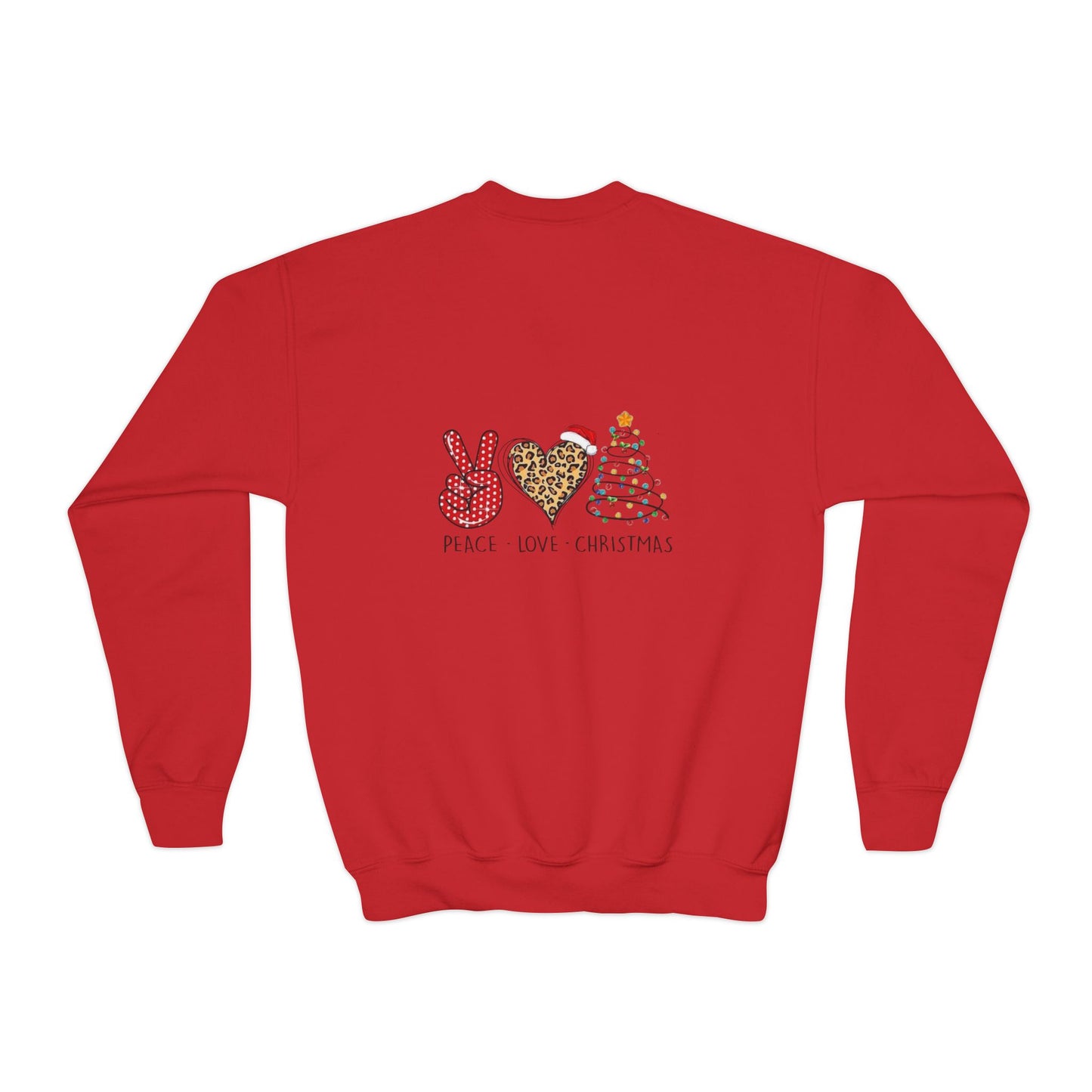 Festive Youth Crewneck Sweatshirt with Merry Christmas and Peace, Love, Christmas Designs, Holiday Sweatshirt, Kids Christmas Gift, [...]