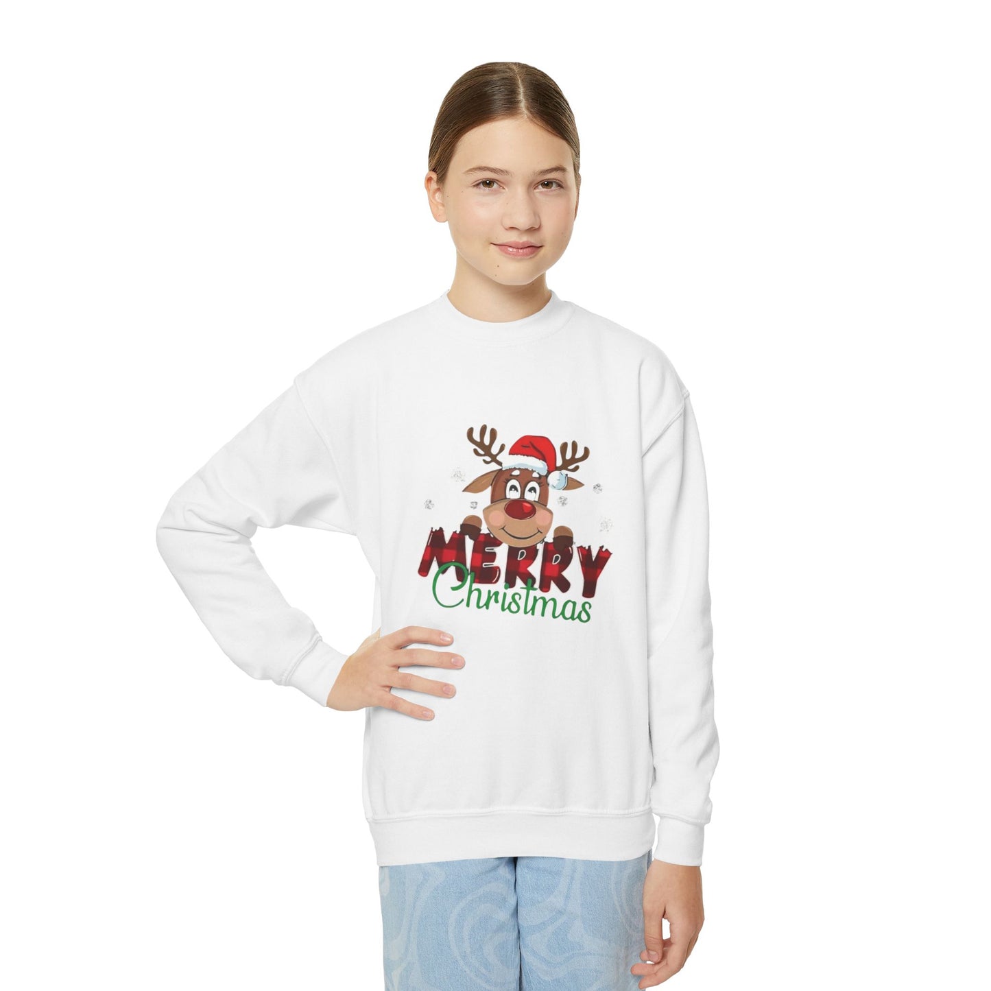 Festive Youth Crewneck Sweatshirt with Merry Christmas and Peace, Love, Christmas Designs, Holiday Sweatshirt, Kids Christmas Gift, [...]