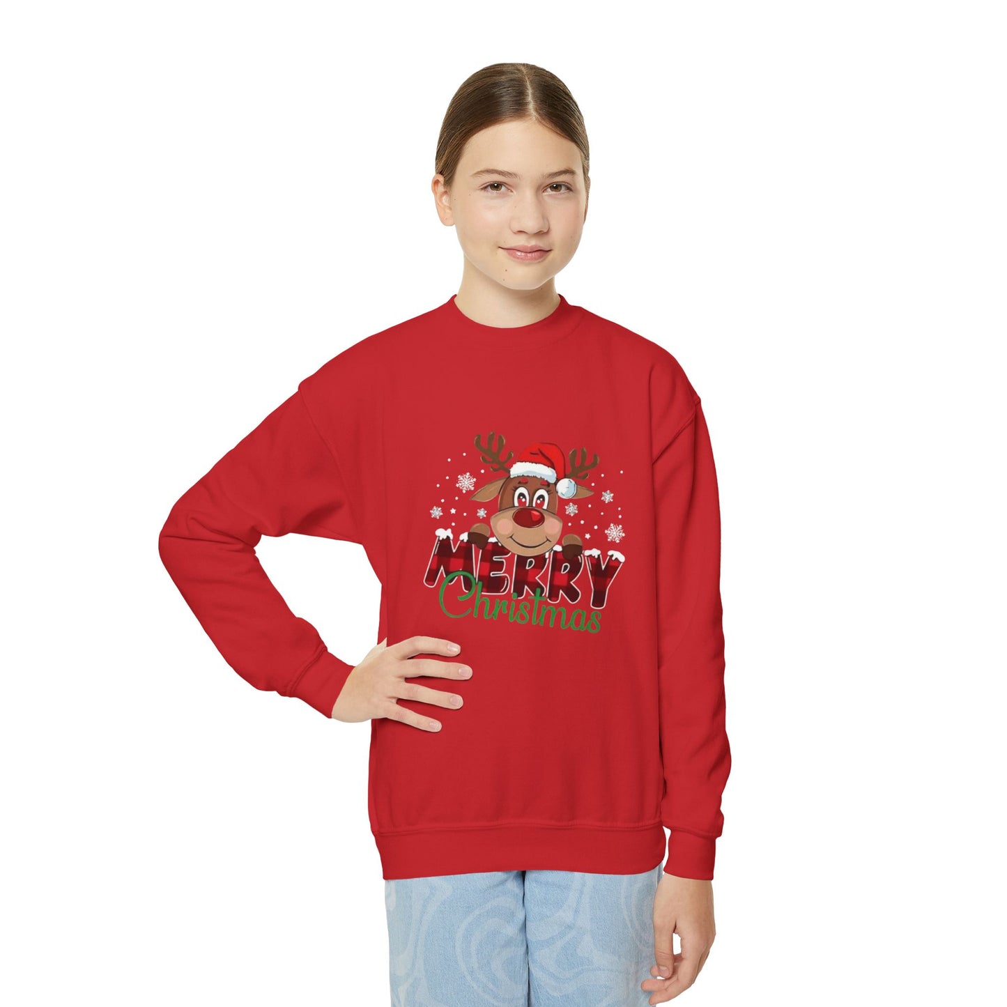 Festive Youth Crewneck Sweatshirt with Merry Christmas and Peace, Love, Christmas Designs, Holiday Sweatshirt, Kids Christmas Gift, [...]