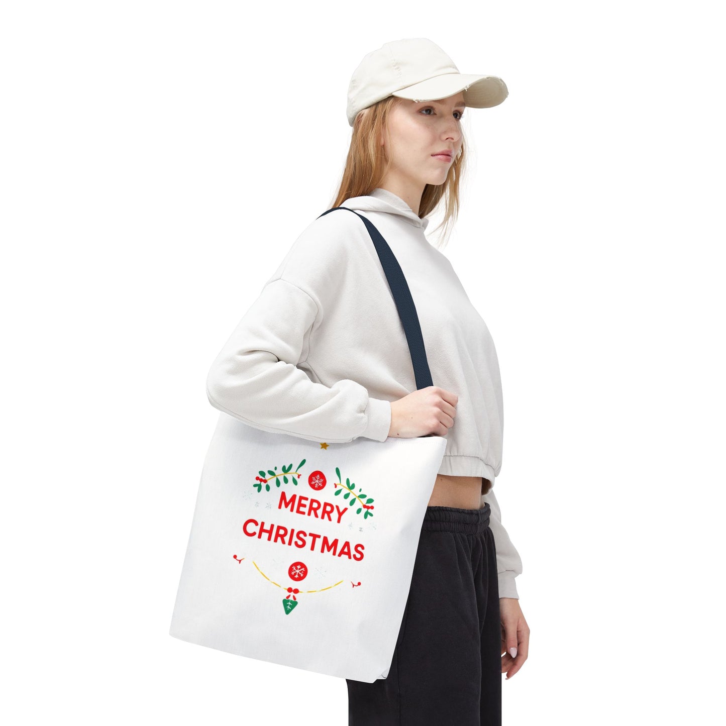 Christmas Tote Bag, Holiday Shopping Bag, Merry Christmas Gift, Seasonal Reusable Bag, Merry & Bright Tote ( customize available)