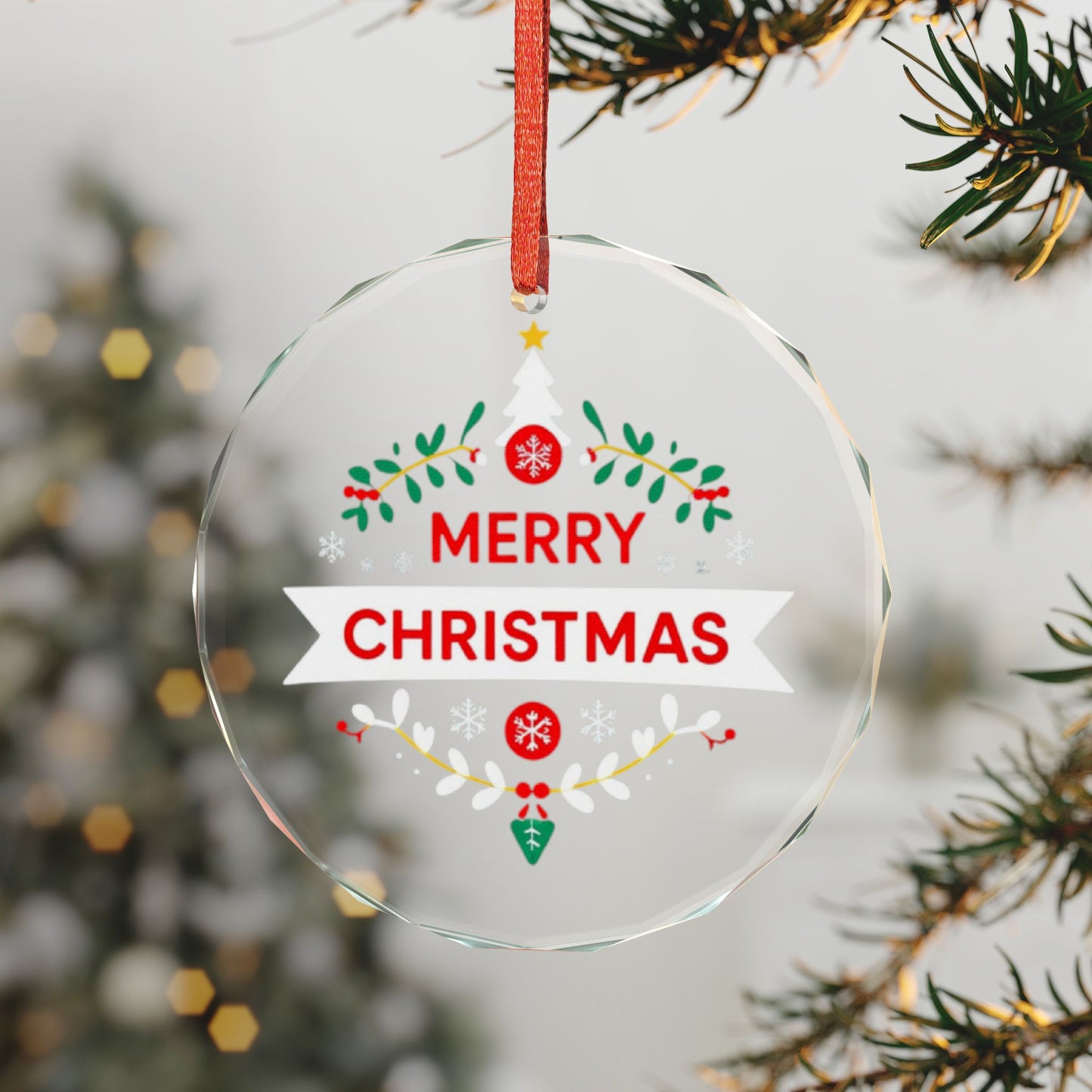 Crystal Glass Ornament - Heart-Shaped Holiday Decor, Merry Christmas Decoration, Holiday Gift, Keepsake, Tree Ornament