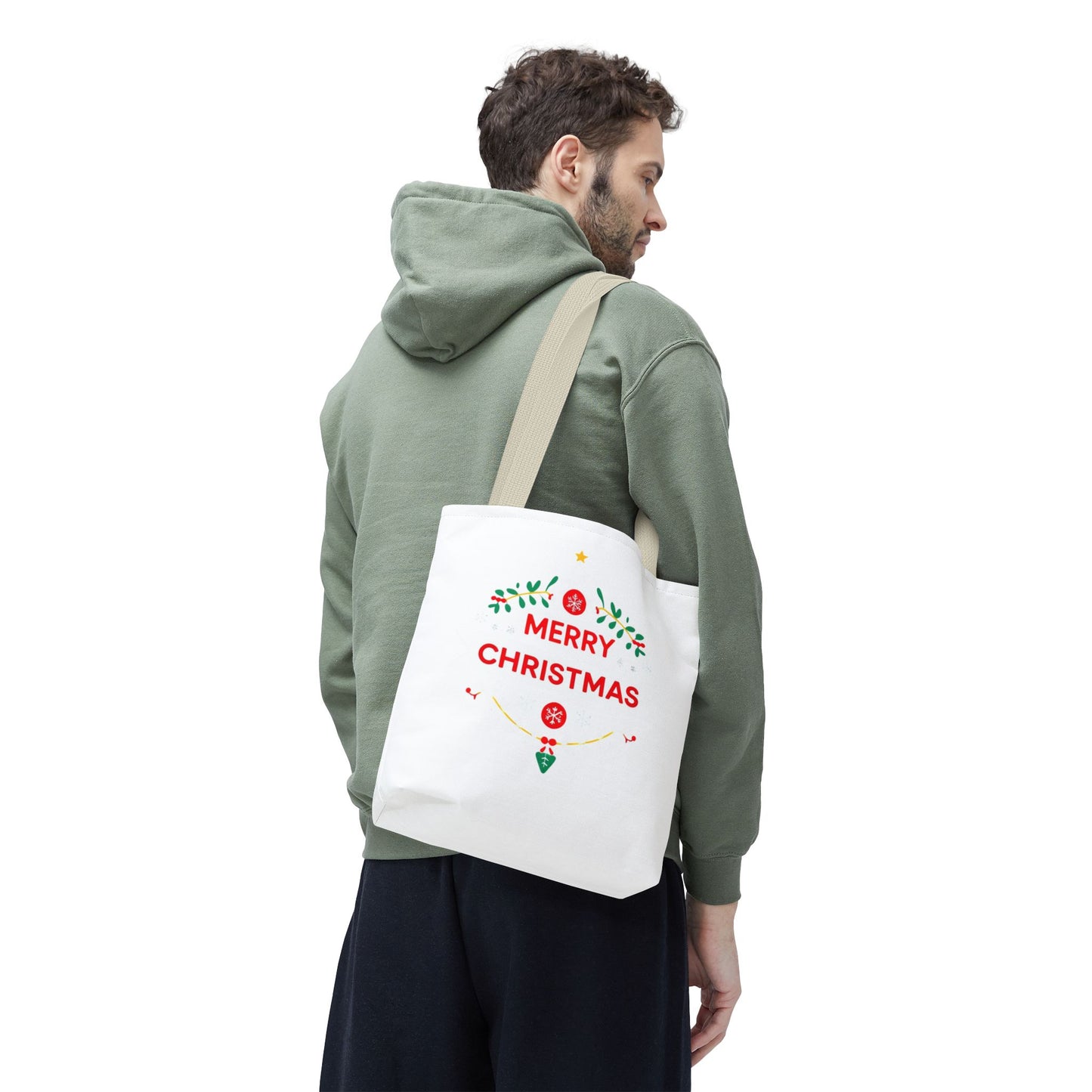 Christmas Tote Bag, Holiday Shopping Bag, Merry Christmas Gift, Seasonal Reusable Bag, Merry & Bright Tote ( customize available)