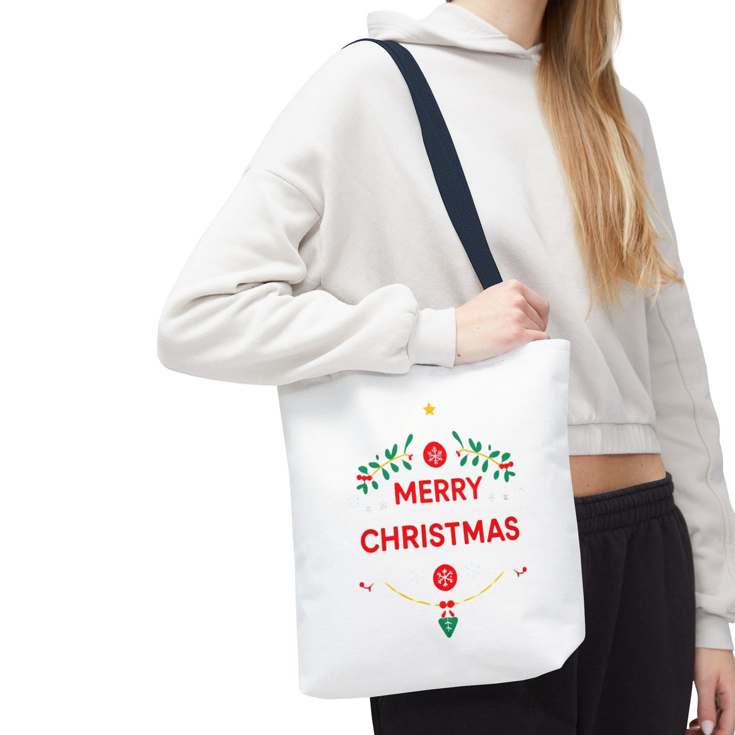 Christmas Tote Bag, Holiday Shopping Bag, Merry Christmas Gift, Seasonal Reusable Bag, Merry & Bright Tote ( customize available)