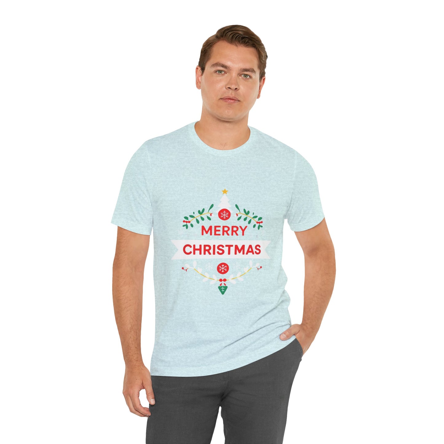 Merry Christmas Unisex Tee, Holiday T-Shirt, Festive Short Sleeve Shirt, Christmas Gift, Seasonal Apparel