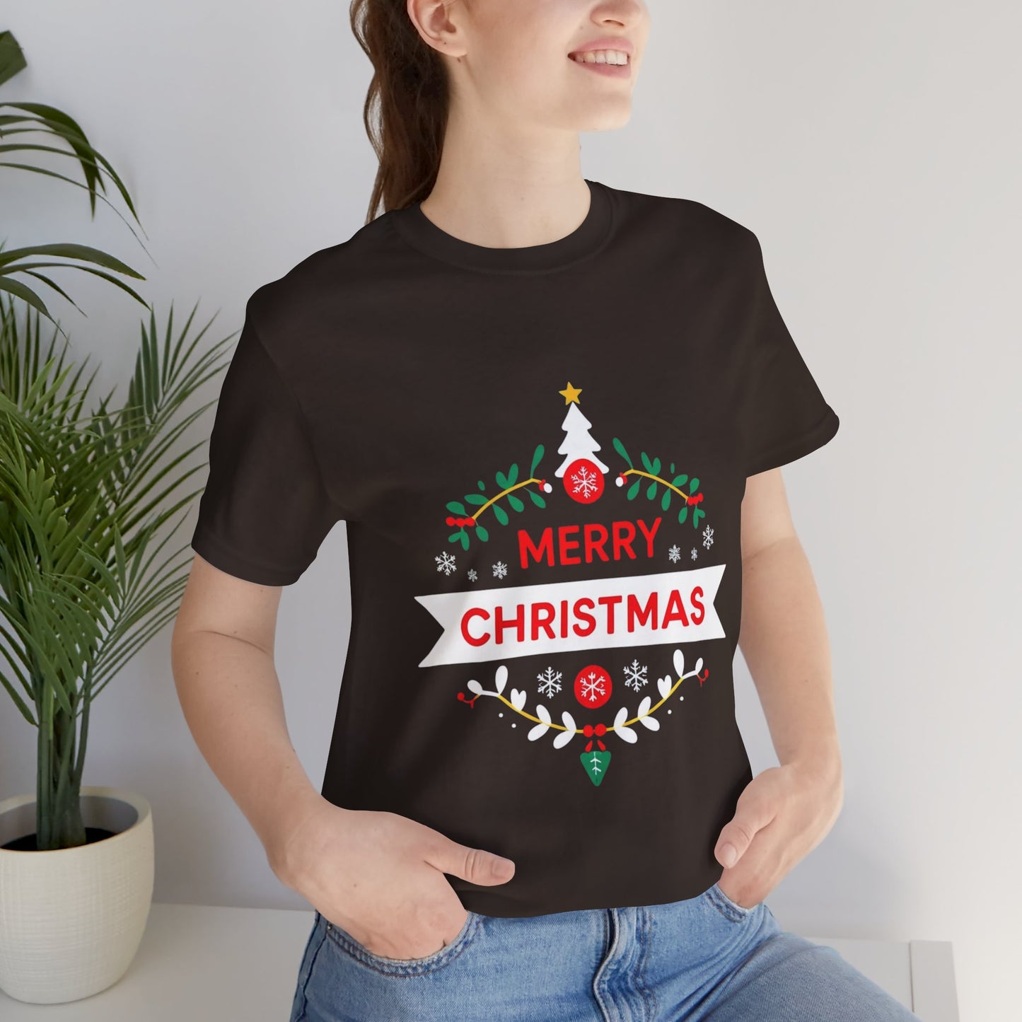 Merry Christmas Unisex Tee, Holiday T-Shirt, Festive Short Sleeve Shirt, Christmas Gift, Seasonal Apparel