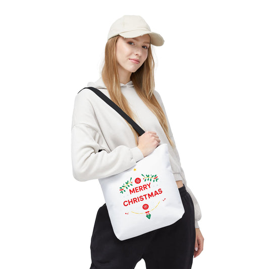 Christmas Tote Bag, Holiday Shopping Bag, Merry Christmas Gift, Seasonal Reusable Bag, Merry & Bright Tote ( customize available)