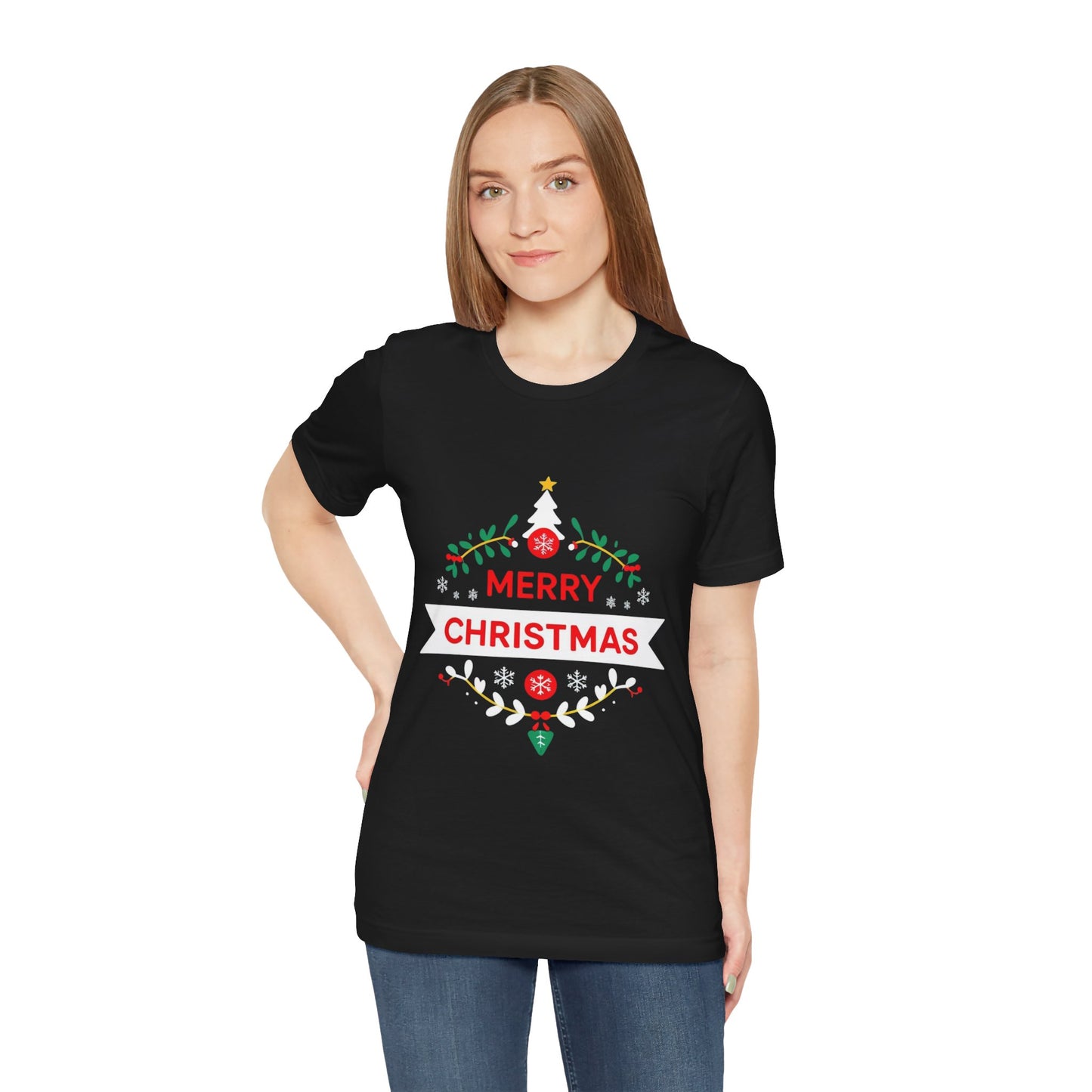 Merry Christmas Unisex Tee, Holiday T-Shirt, Festive Short Sleeve Shirt, Christmas Gift, Seasonal Apparel