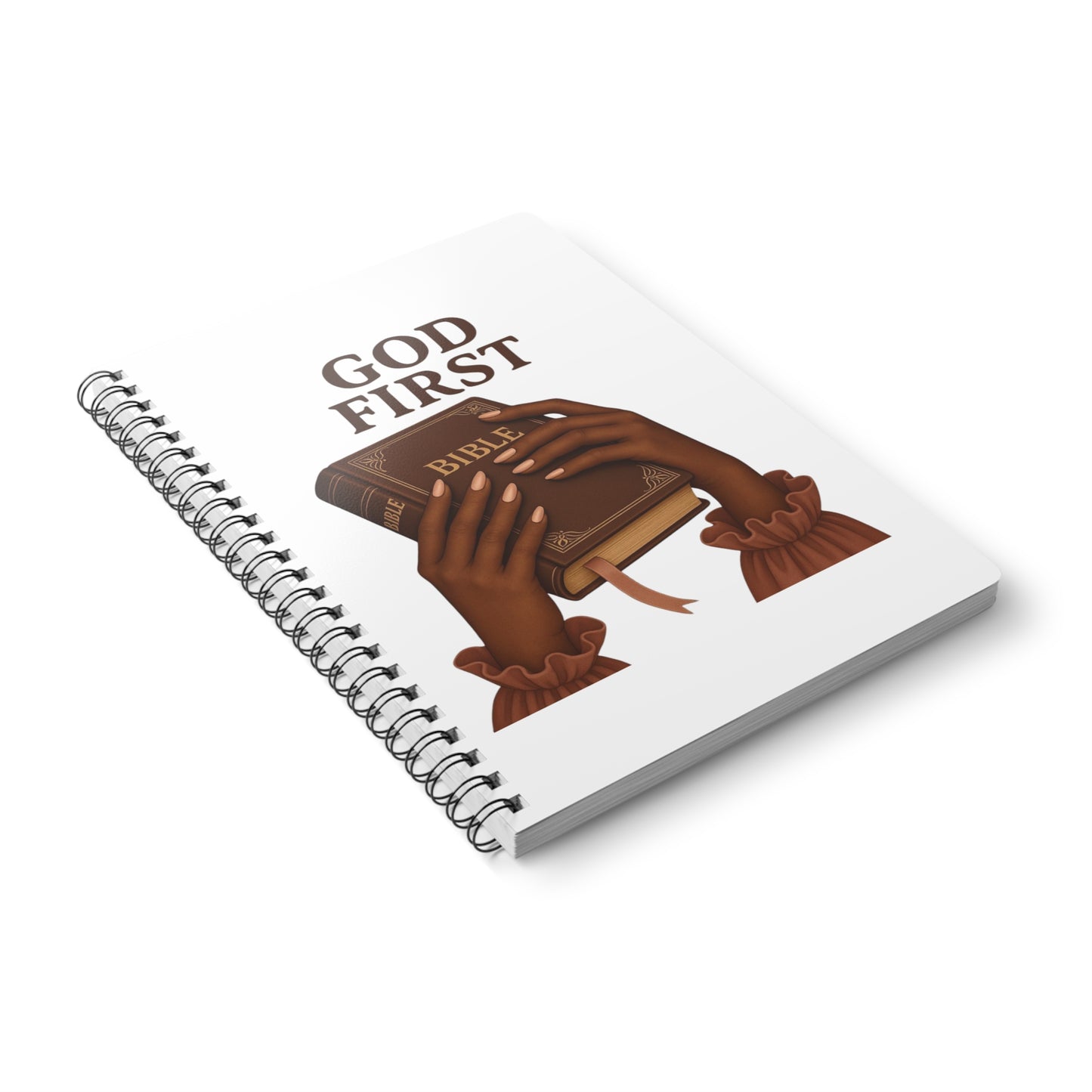 Inspirational Wirobound Notebook - God First, A5 Journal for Faith, Prayer, Diaries, Gifts, Notes, Christian