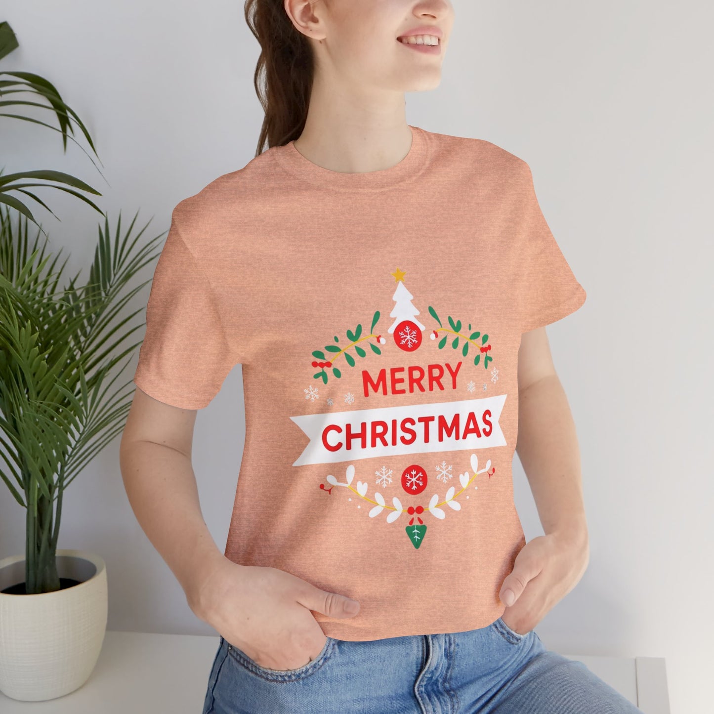 Merry Christmas Unisex Tee, Holiday T-Shirt, Festive Short Sleeve Shirt, Christmas Gift, Seasonal Apparel